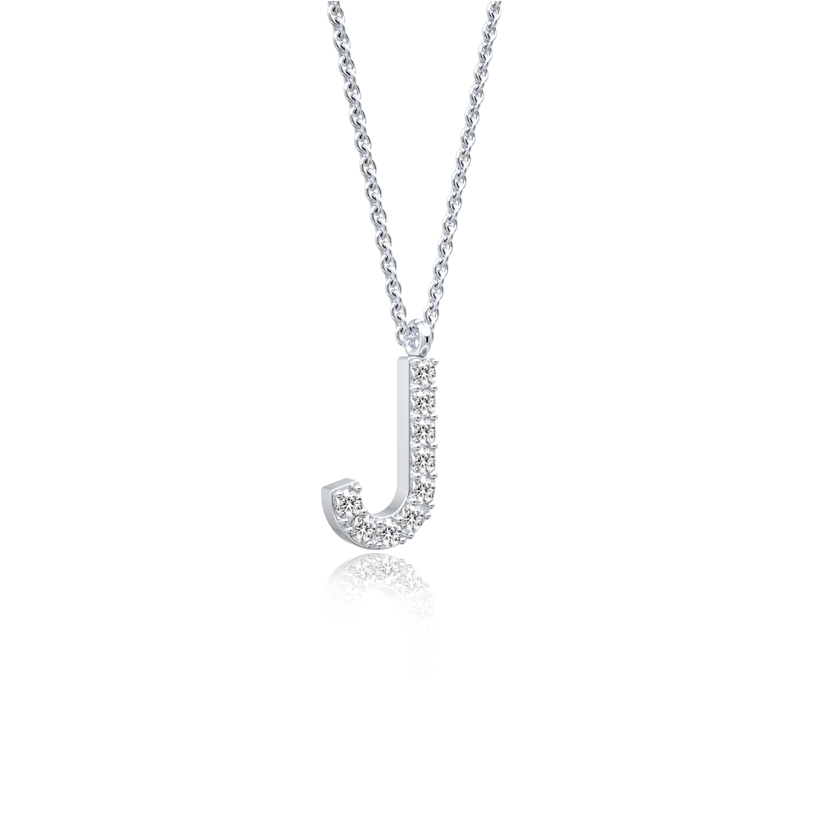 Unisex j diamond initial pendant necklace