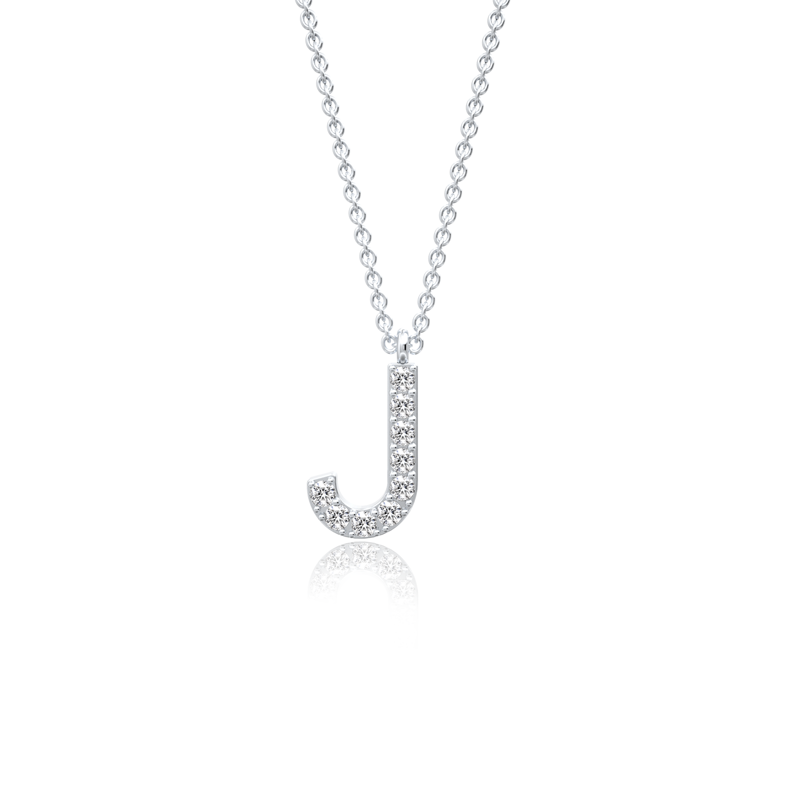 J diamond initial pendant necklace for women