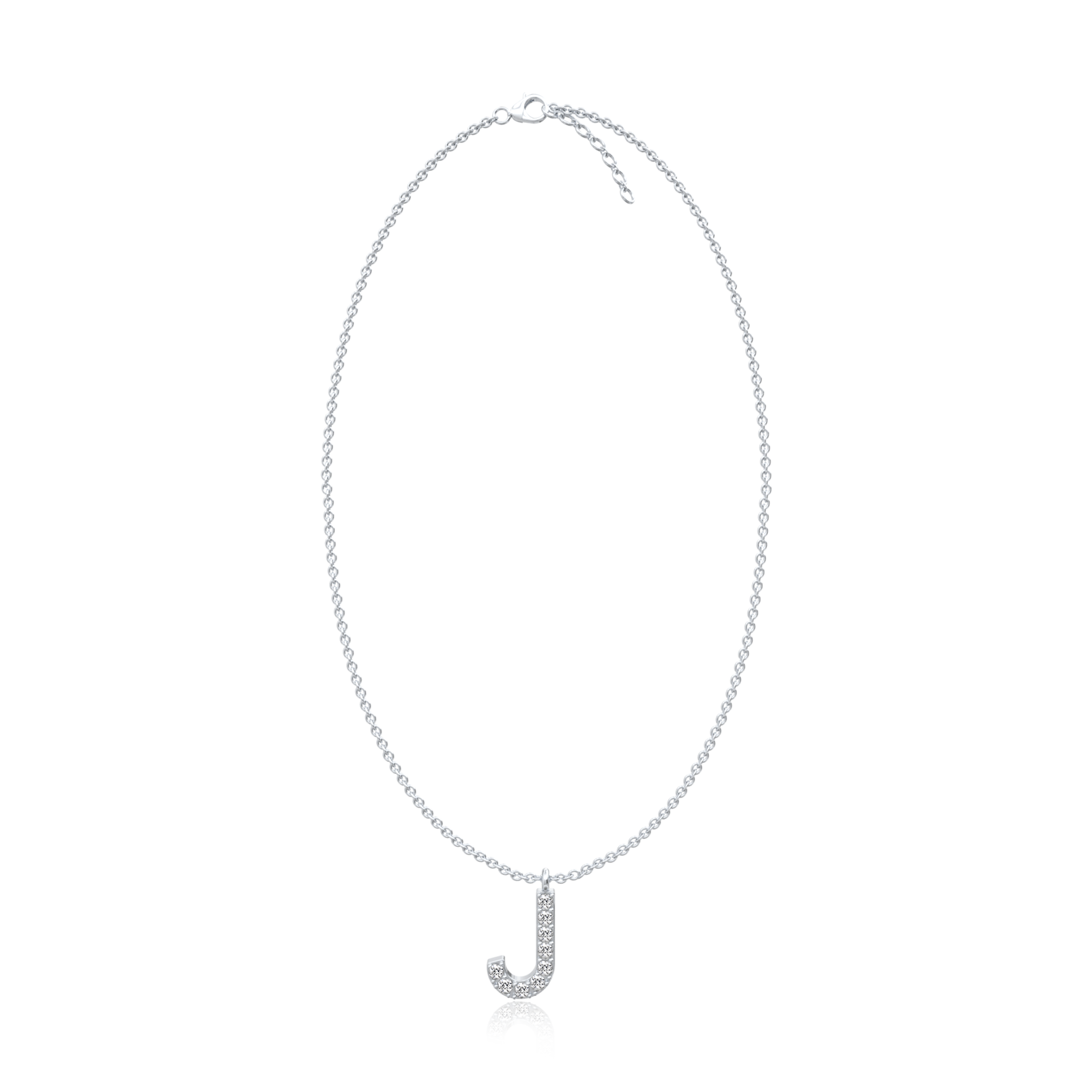 Trendy j diamond initial pendant necklace 