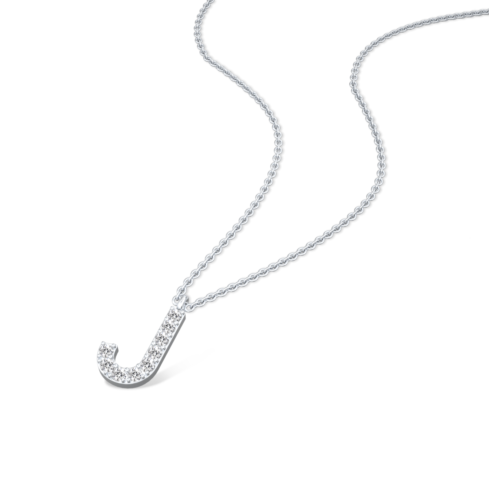 J diamond initial pendant necklace