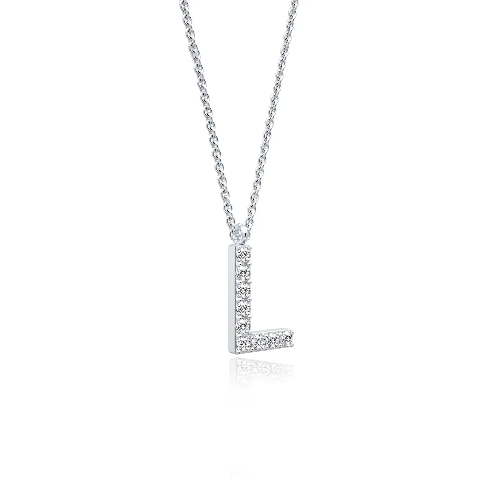 Unisex custom diamond l initial necklace
