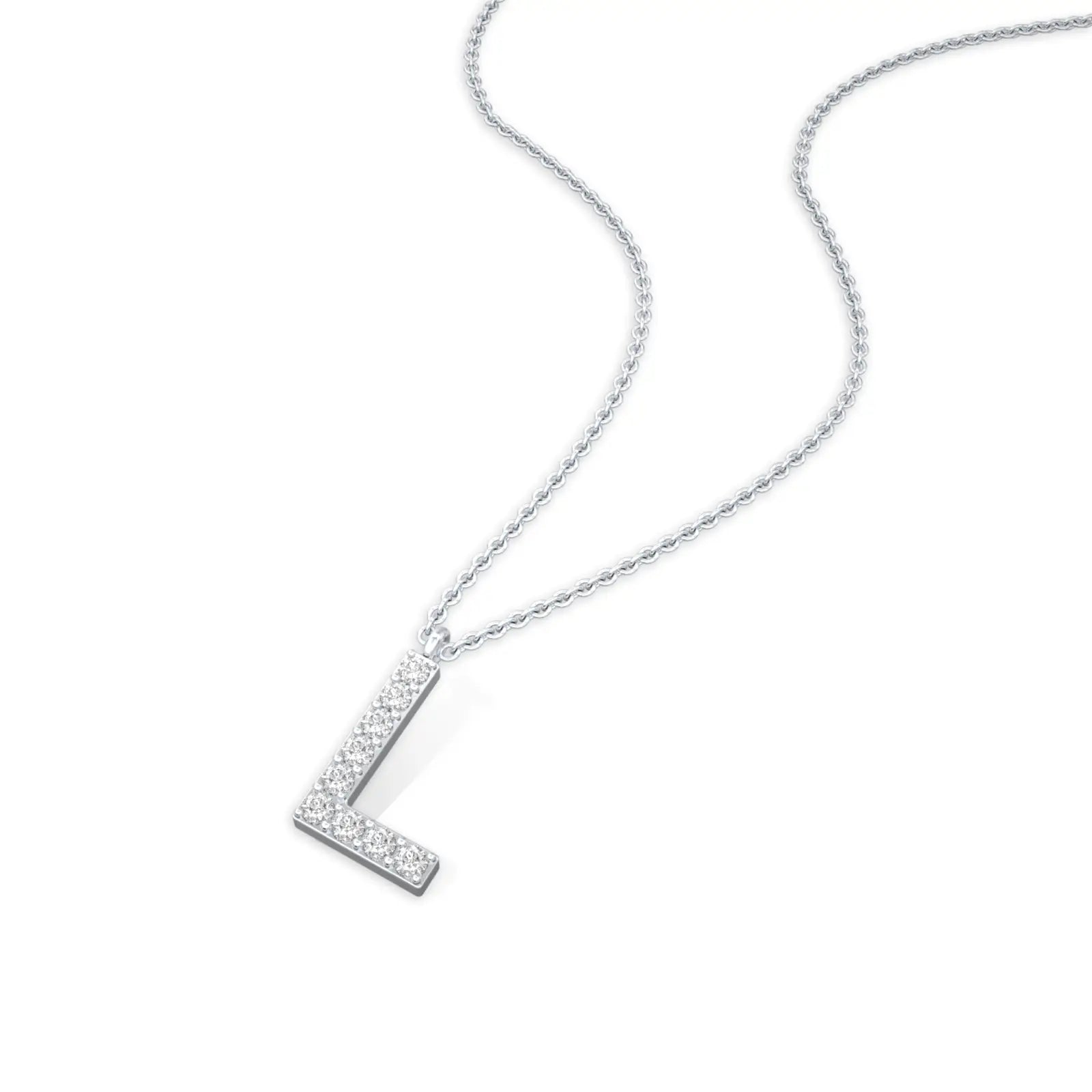 Stylish custom diamond l initial necklace 