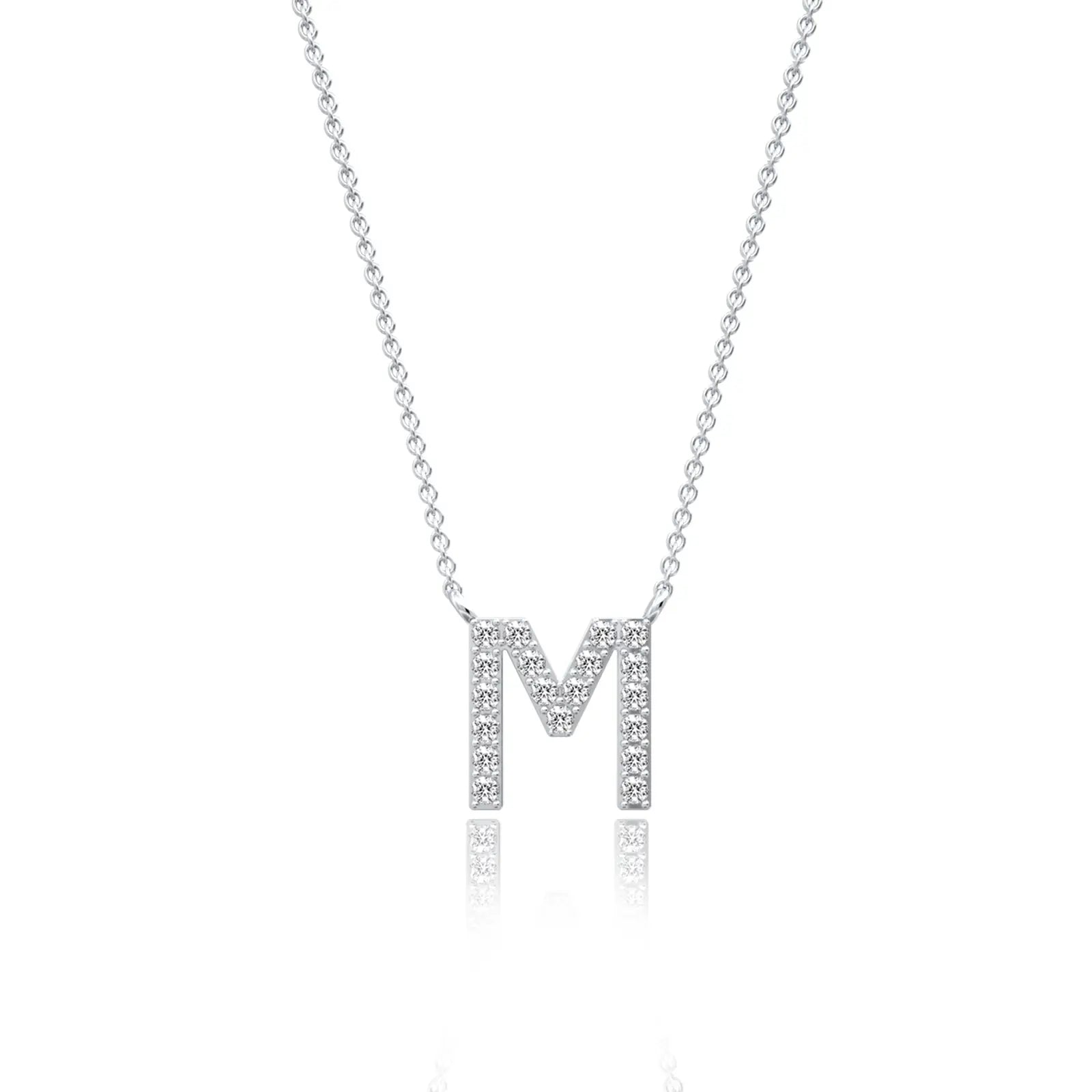 M diamond alphabet pendant necklace for for pretty girls
