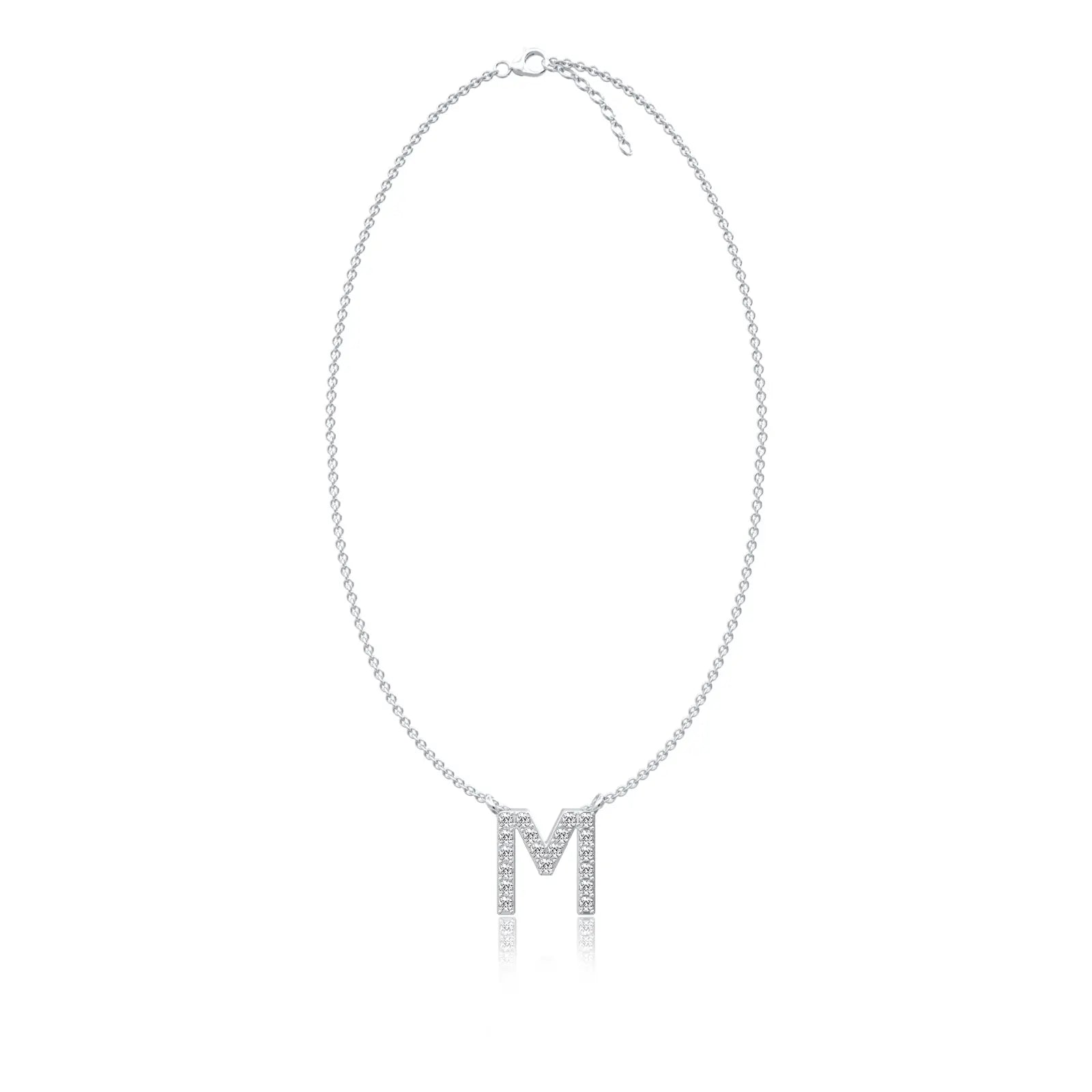 M diamond alphabet pendant necklace valentine gift for women
