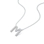 Stylish m diamond alphabet pendant necklace
