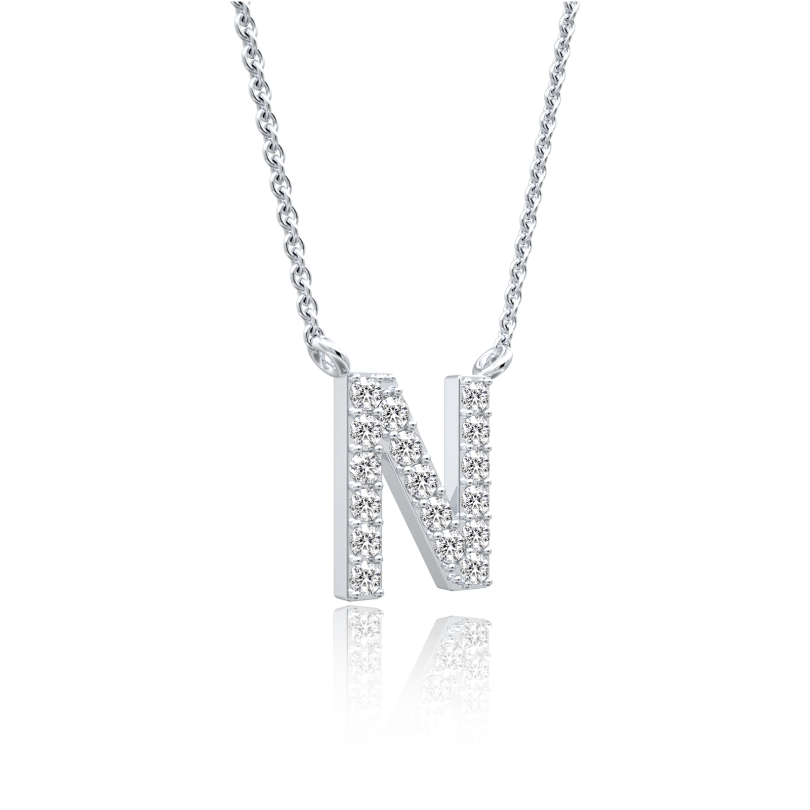 Petite n initial diamond necklace for office wear