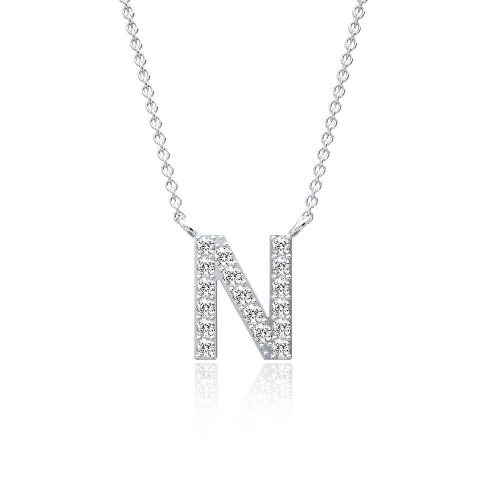 Elegant petite n initial diamond necklace
