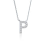 Trendy dainty p initial diamond necklace