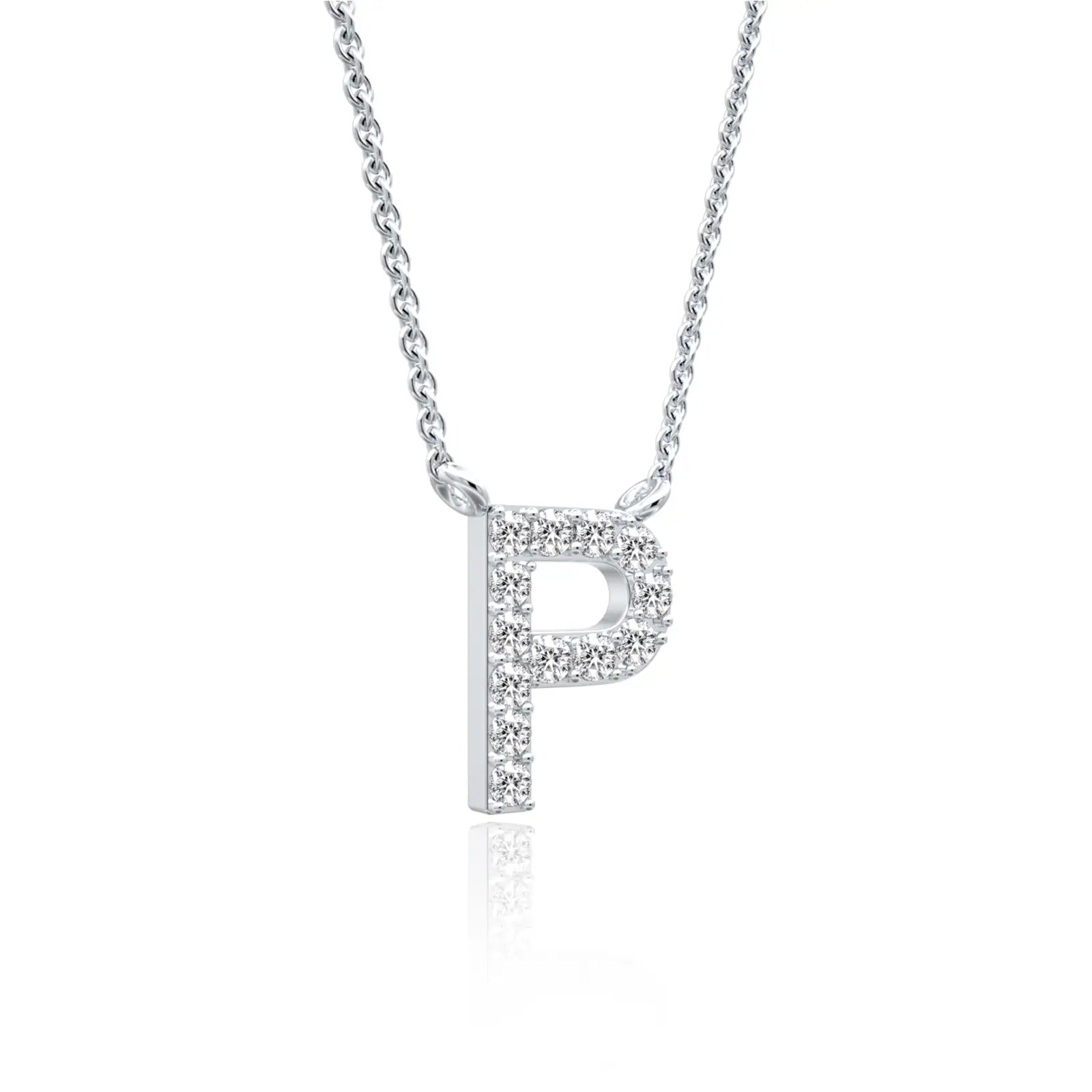 Trendy dainty p initial diamond necklace