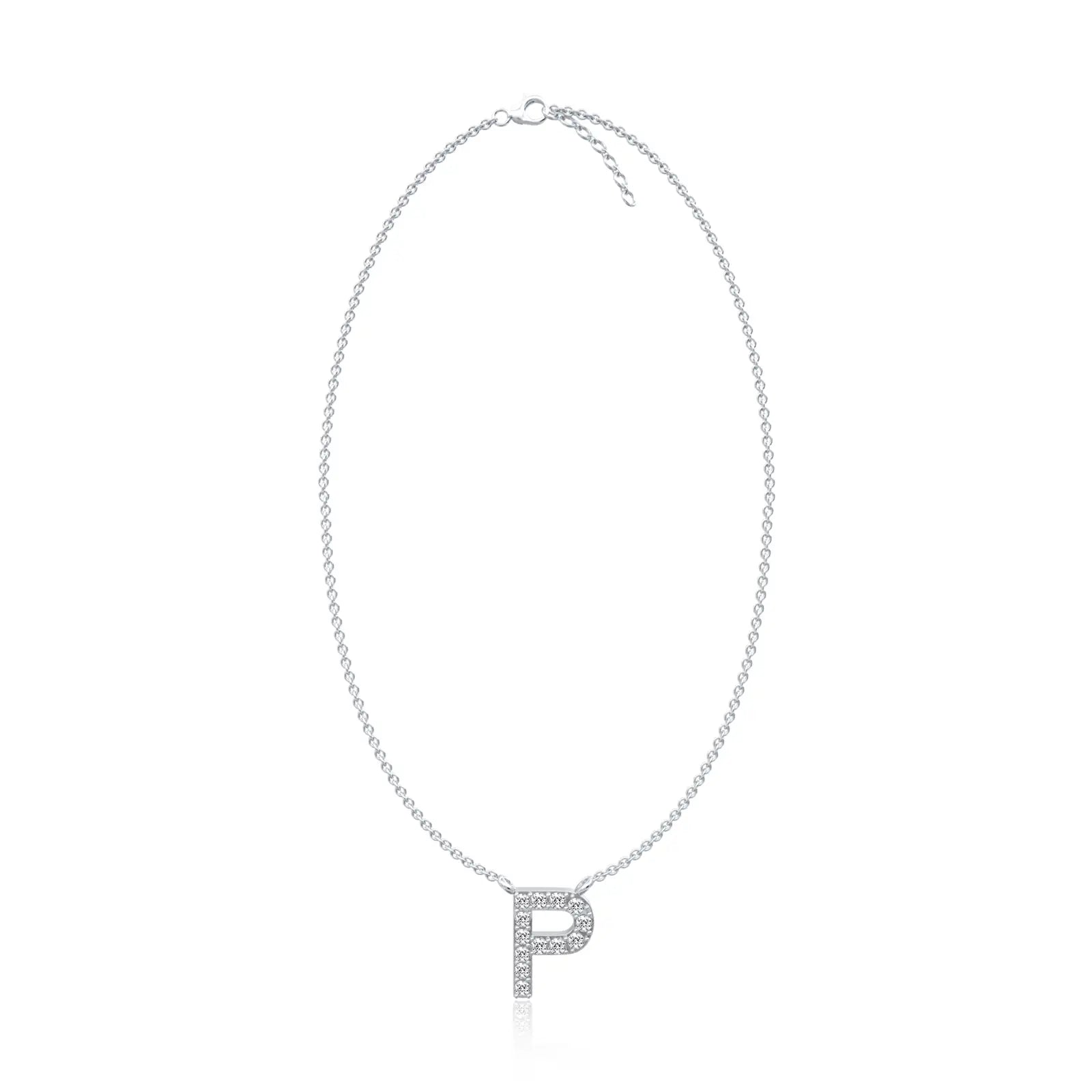 Dainty p initial diamond necklace for office wear