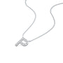 White gold dainty p initial diamond necklace