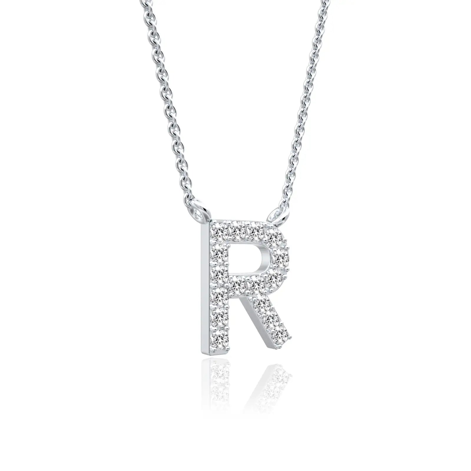 Radiant r alphabet diamond necklace for office wear
