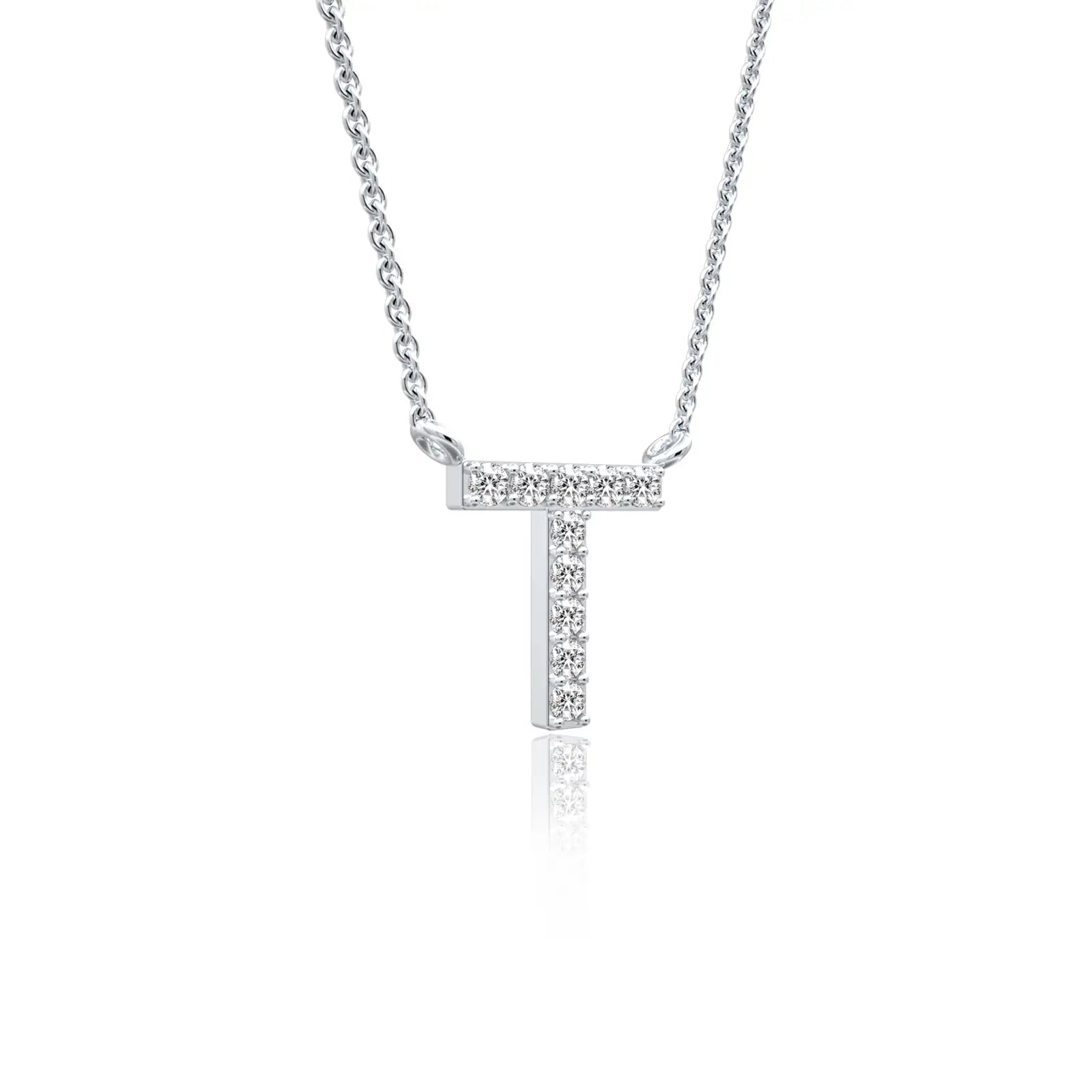 White gold timeless t Initial diamond necklace