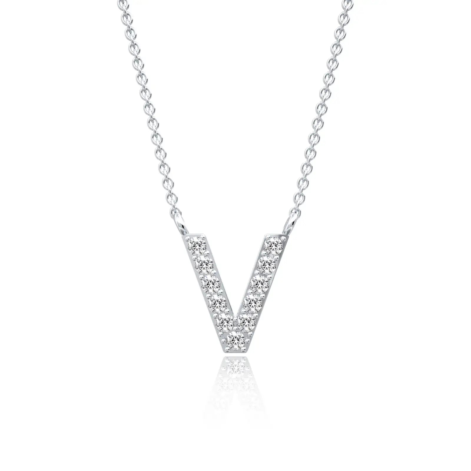 Trending vivid v diamond initial pendant necklace