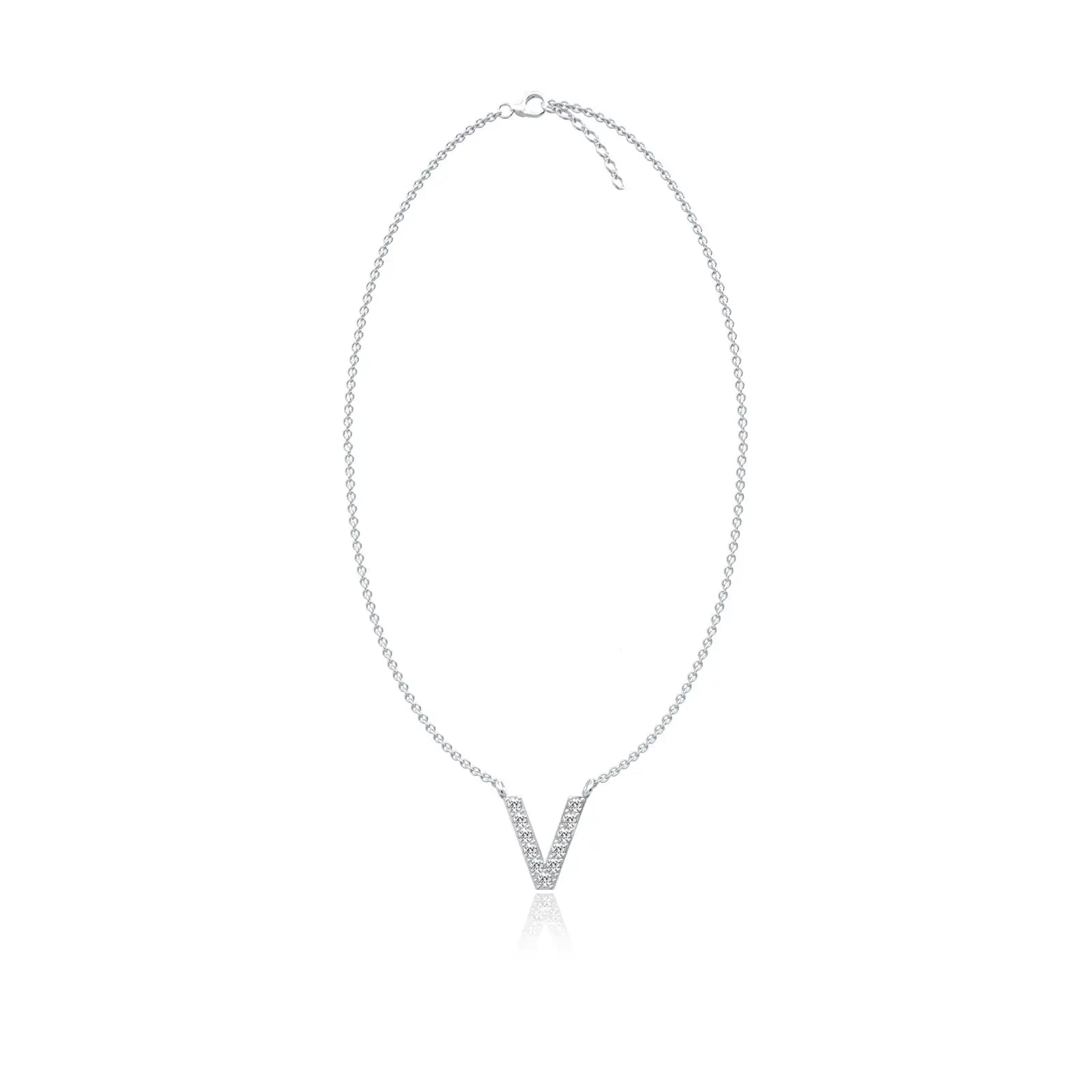 Vivid v diamond initial pendant necklace for pretty girls