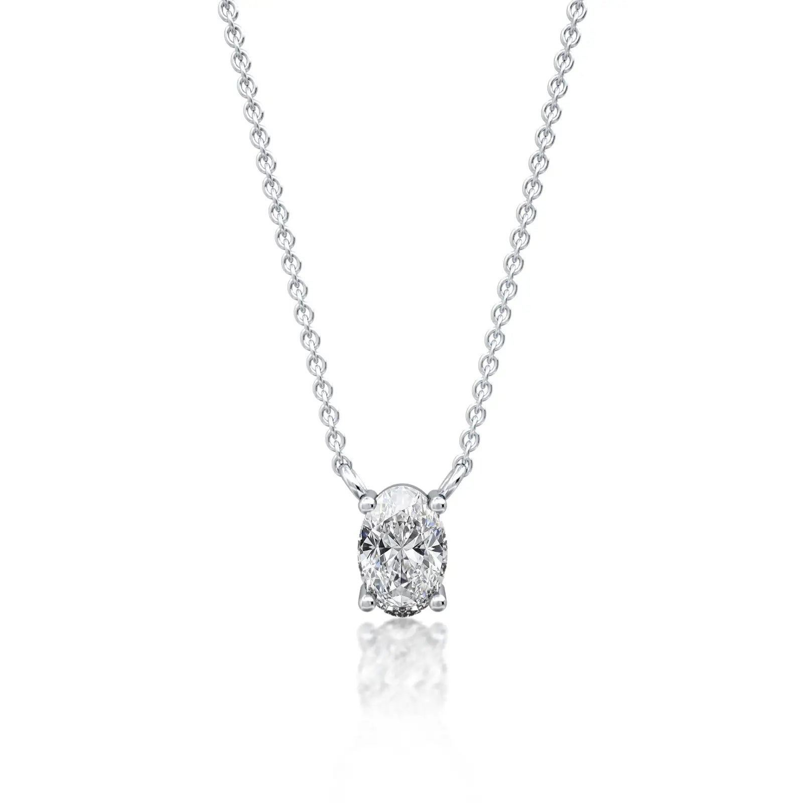 White gold the classic oval solitaire necklace