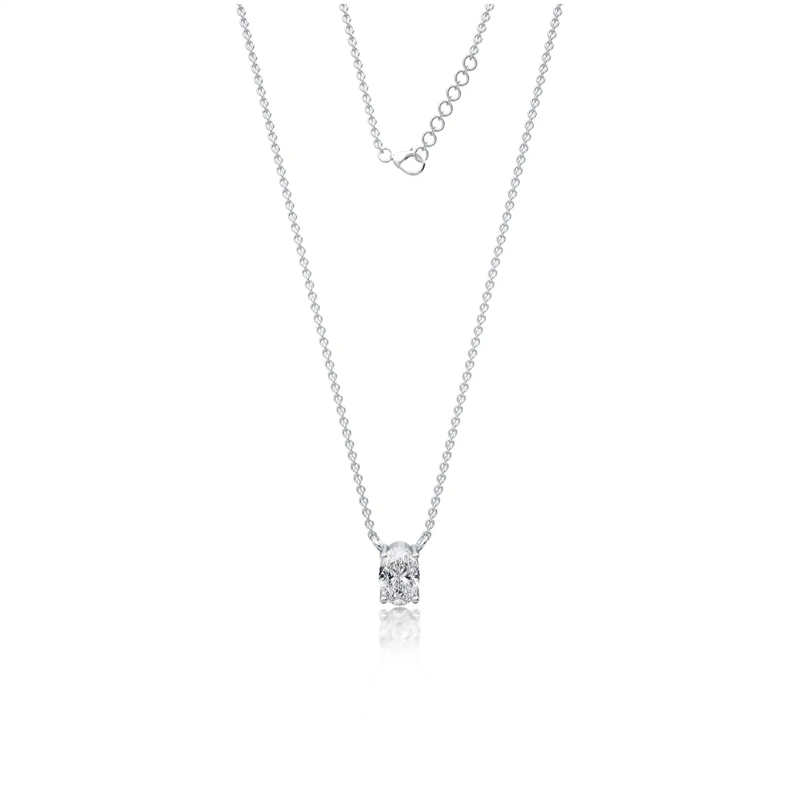 White gold the classic oval solitaire necklace for office wear