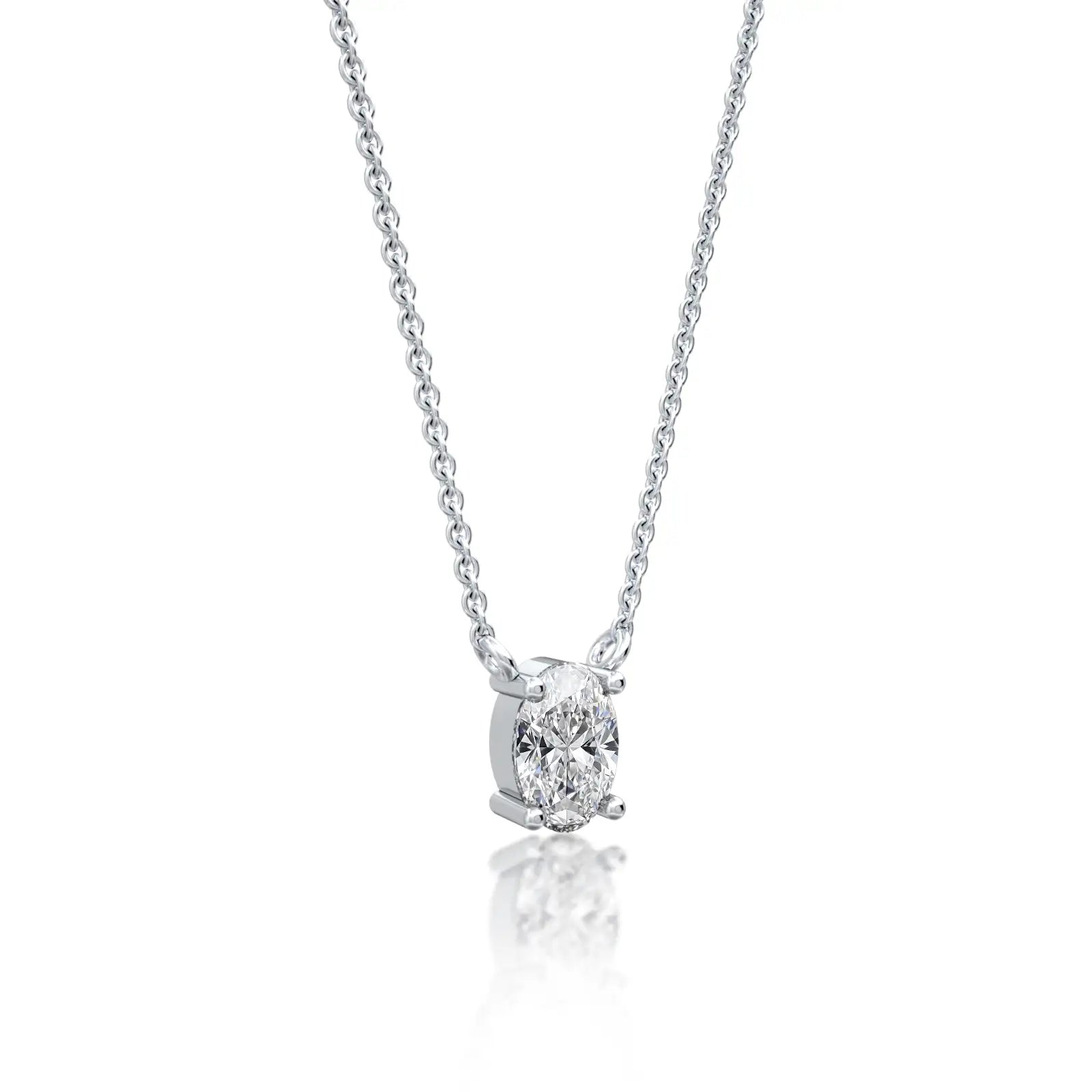 Model image of white gold the classic oval solitaire necklace for women