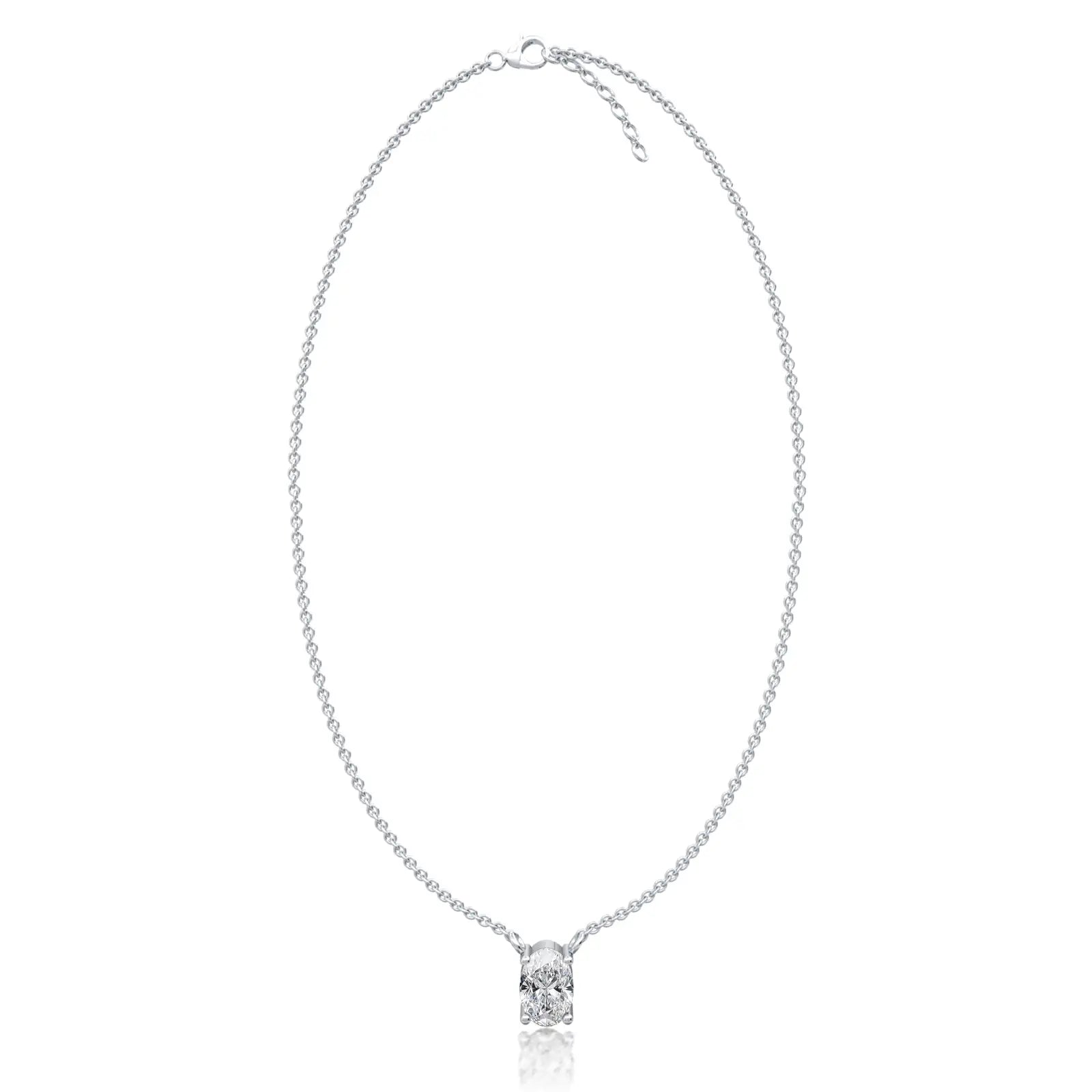 Unique white gold the classic oval solitaire necklace for women