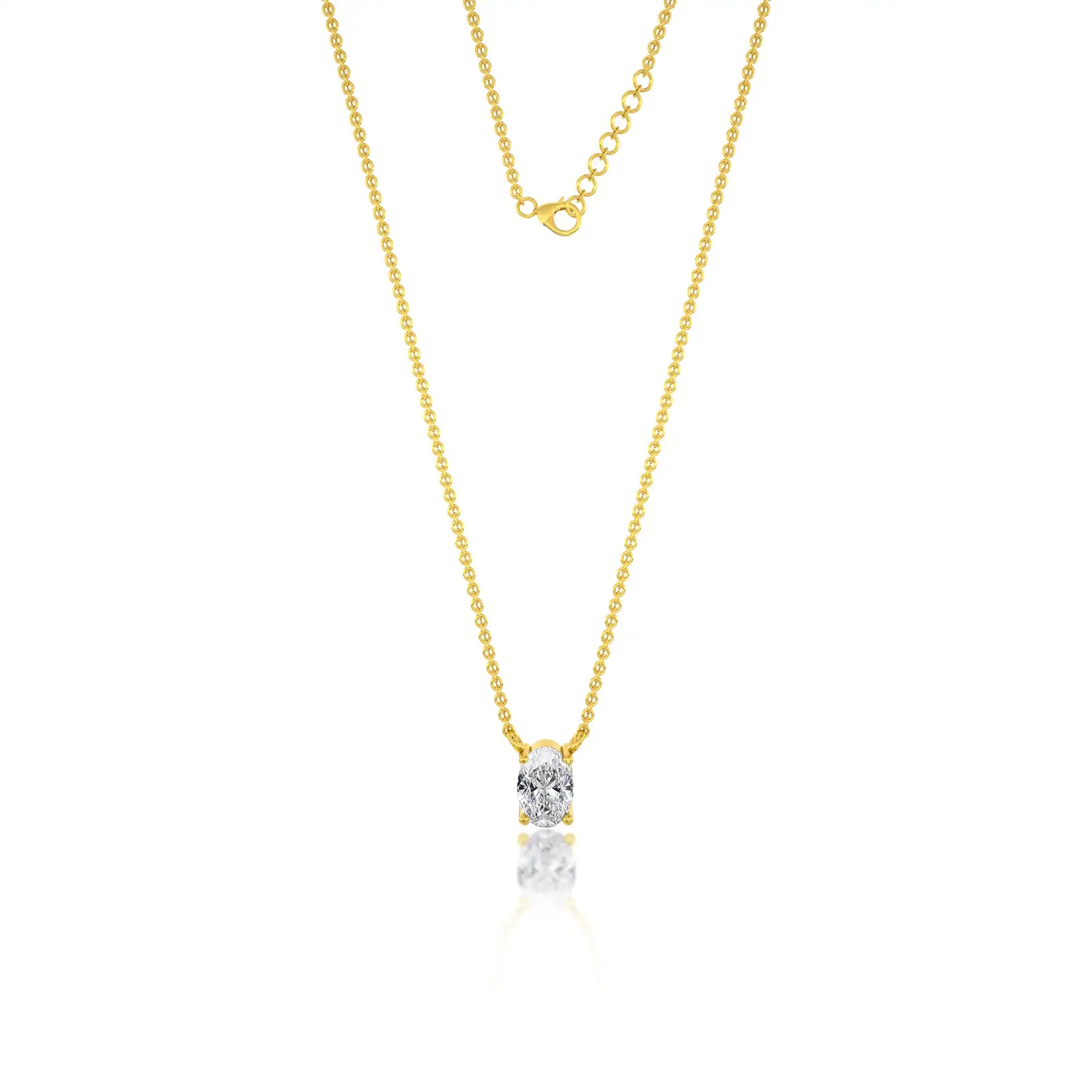 Fortune the classic oval solitaire necklace yellow gold 