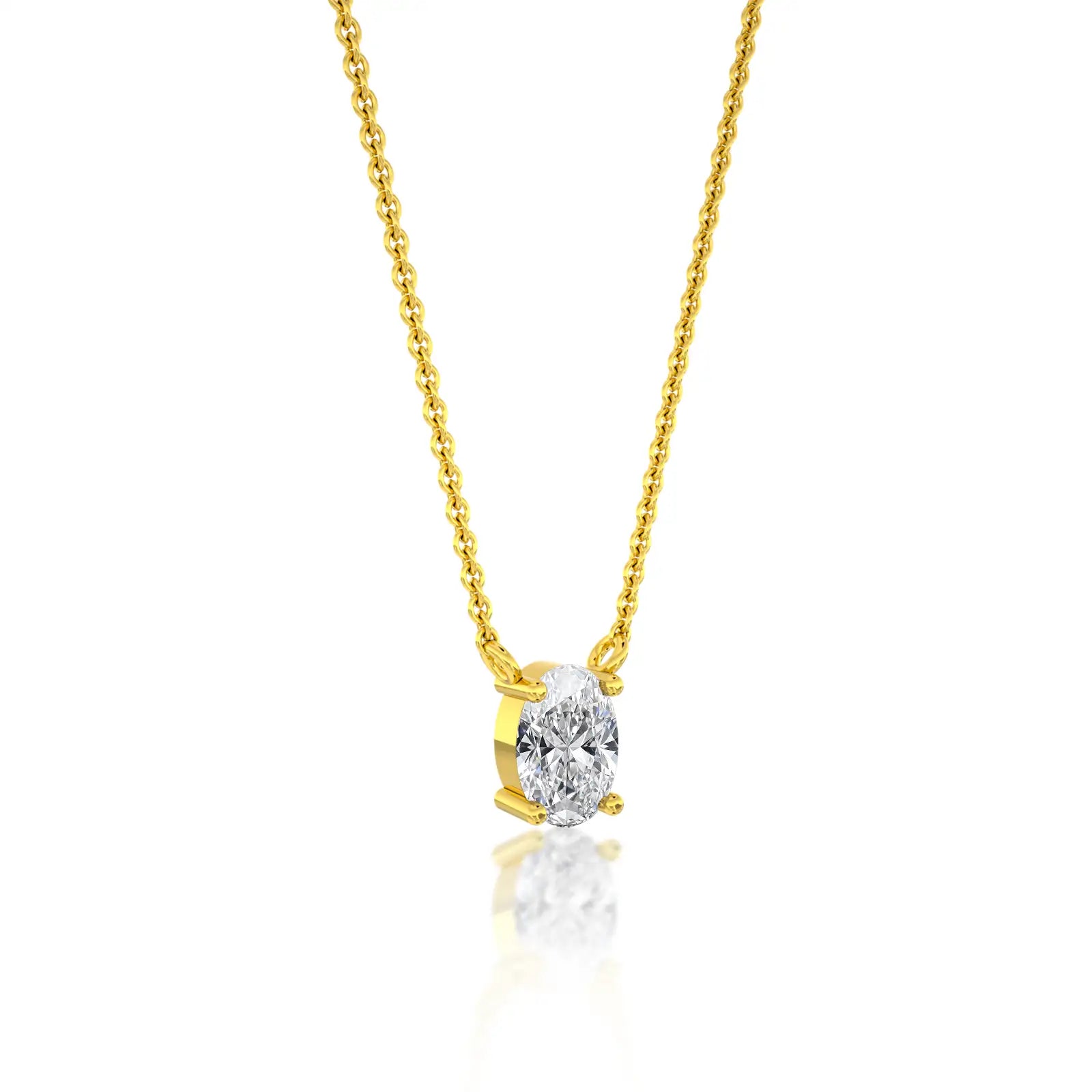 The classic oval solitaire necklace yellow gold for office wear