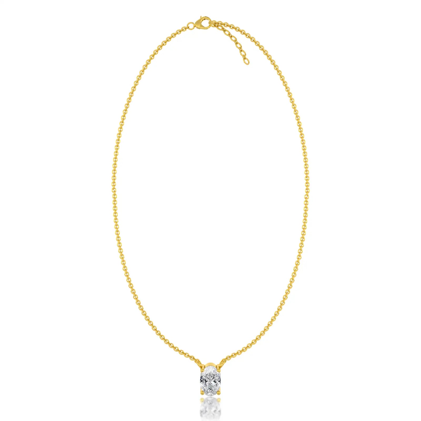 Trendy the classic oval solitaire necklace yellow gold for women