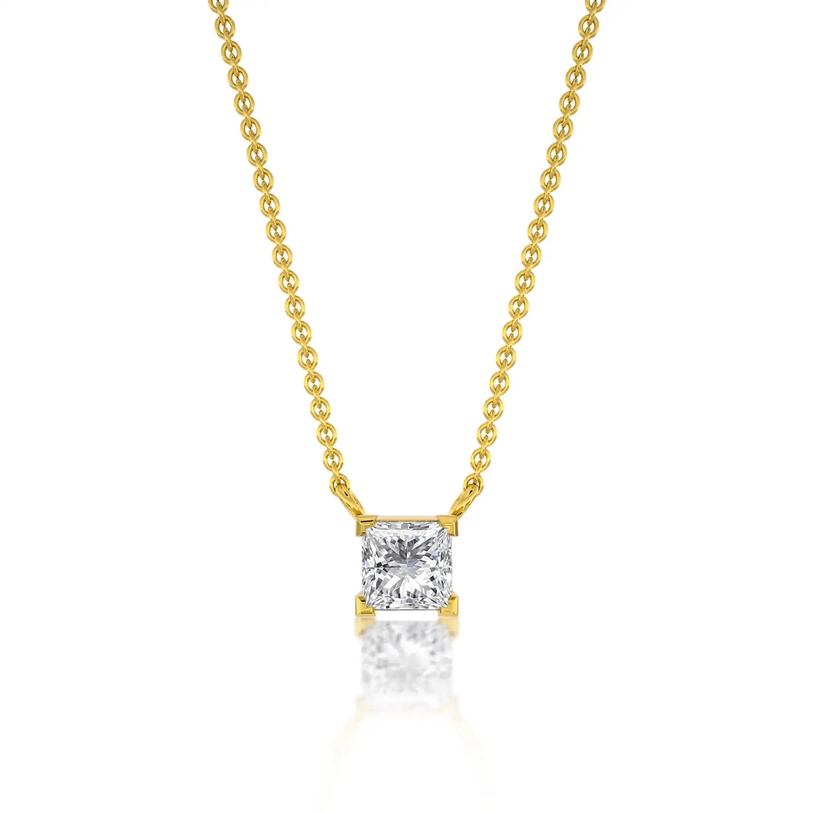 Fortune classic princess cut solitaire necklace