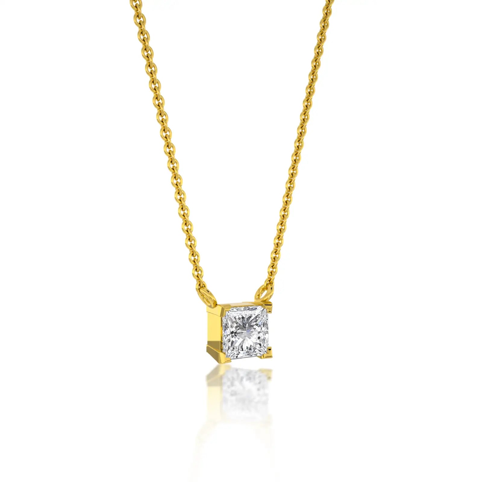Classic princess cut solitaire necklace