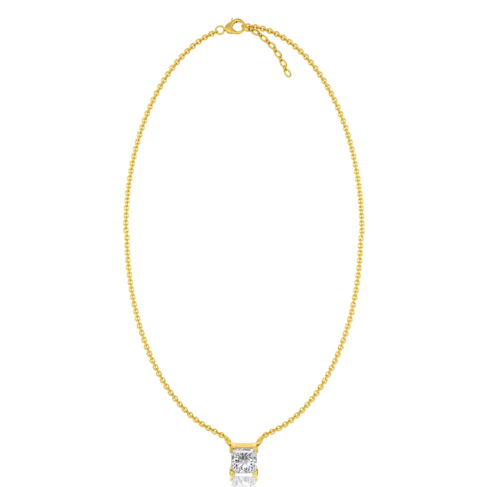 Classic princess cut solitaire necklace for women