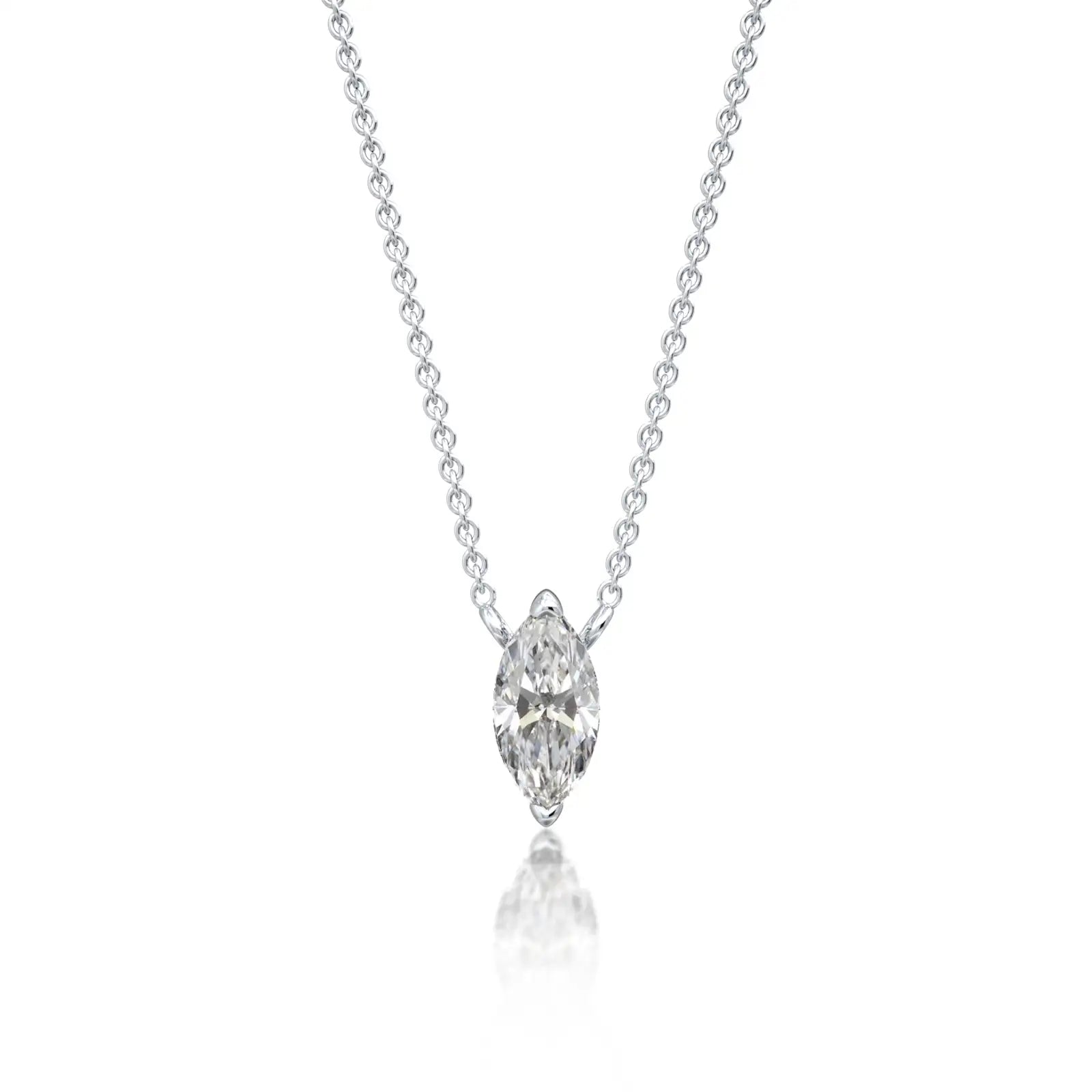 Trendy classic marquise cut diamond solitaire necklace 