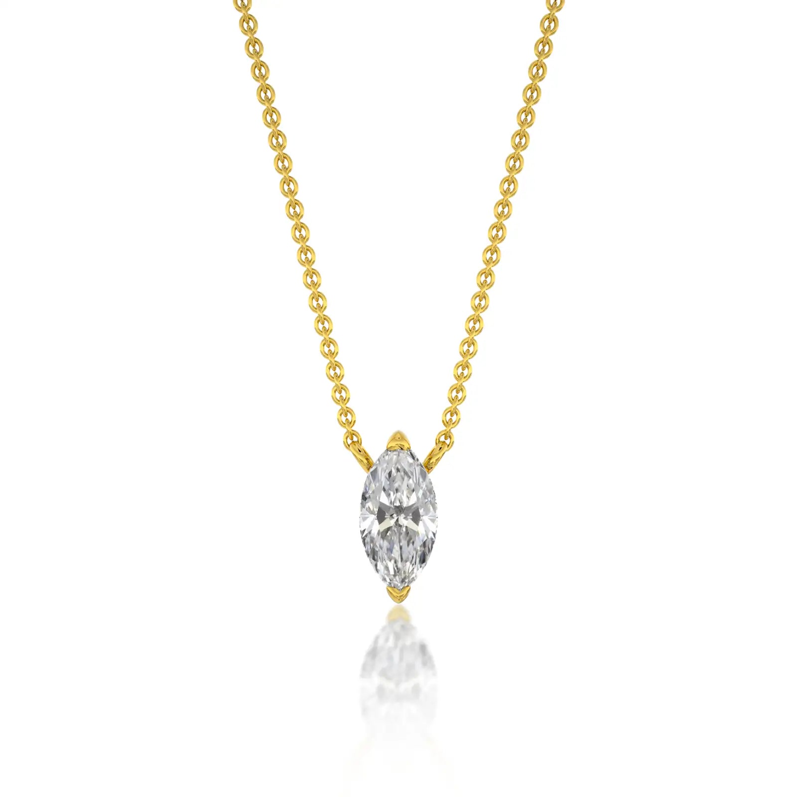 Unique classic marquise cut diamond solitaire necklace