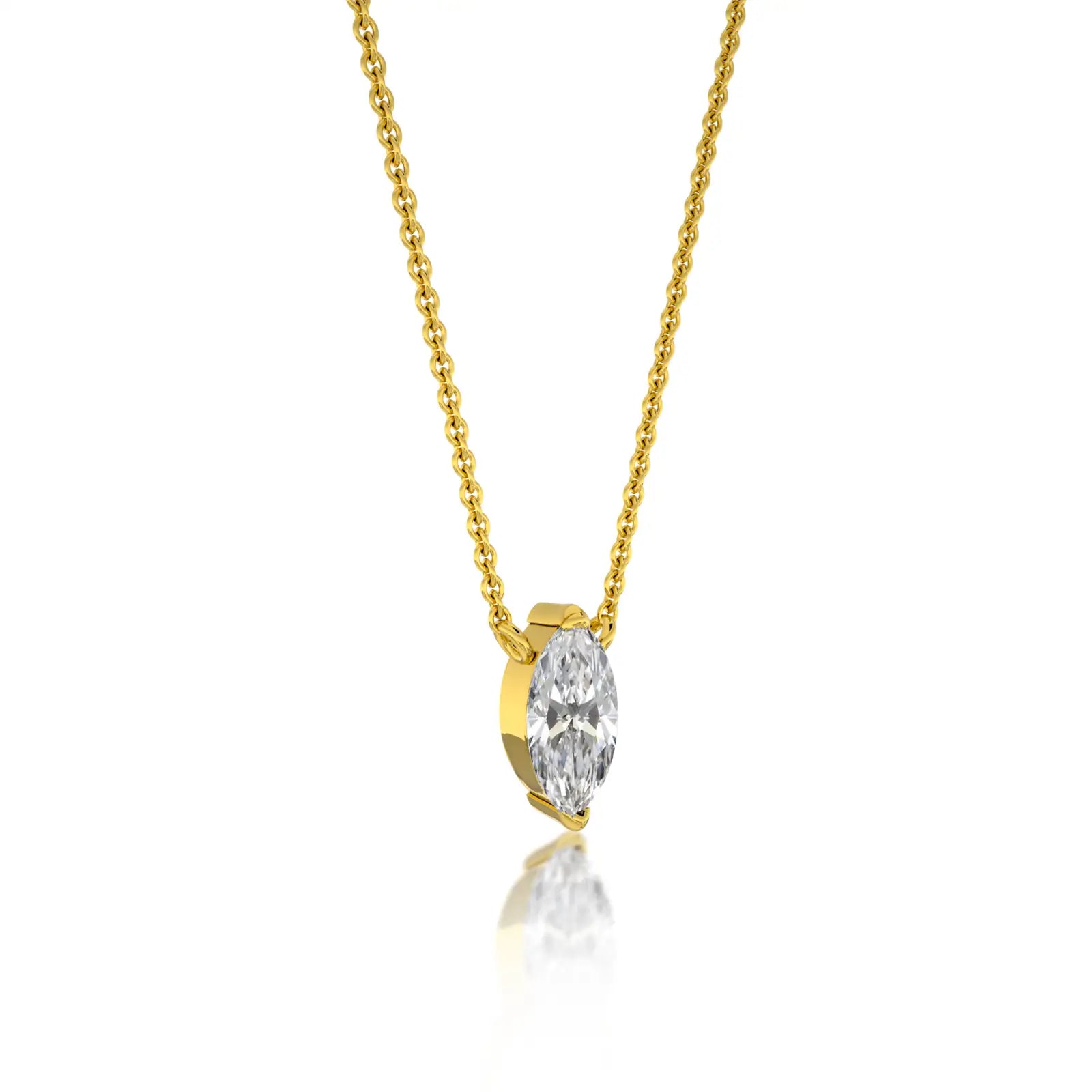Classic marquise cut diamond solitaire necklace