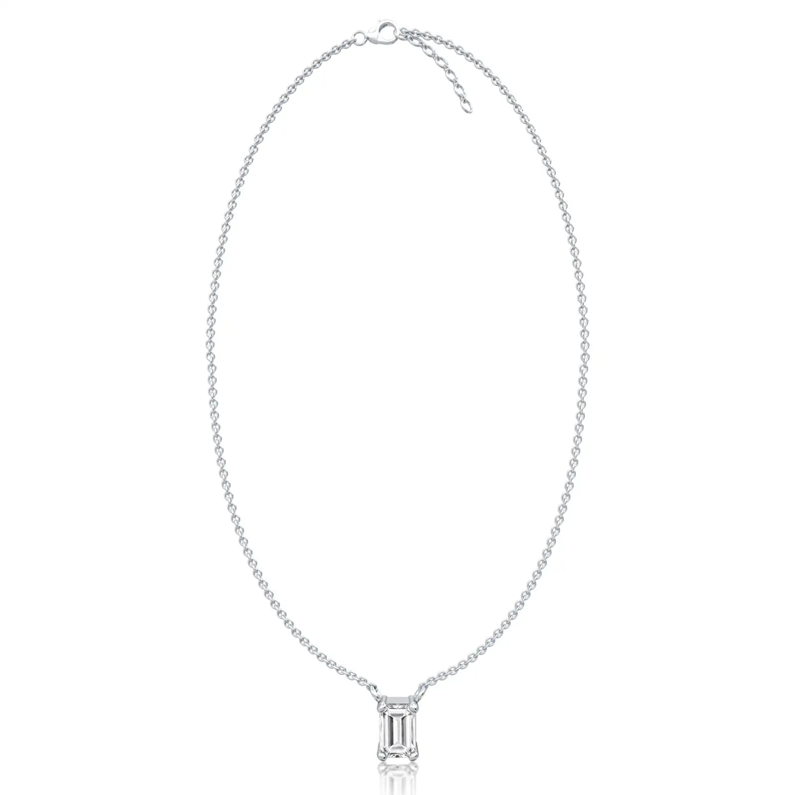 Fortune white gold classic emerald cut solitaire necklace