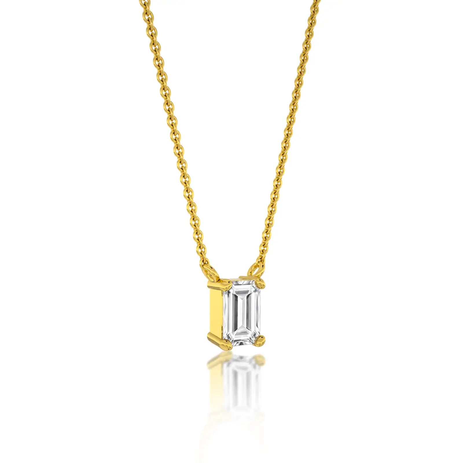 Classic emerald cut solitaire necklace