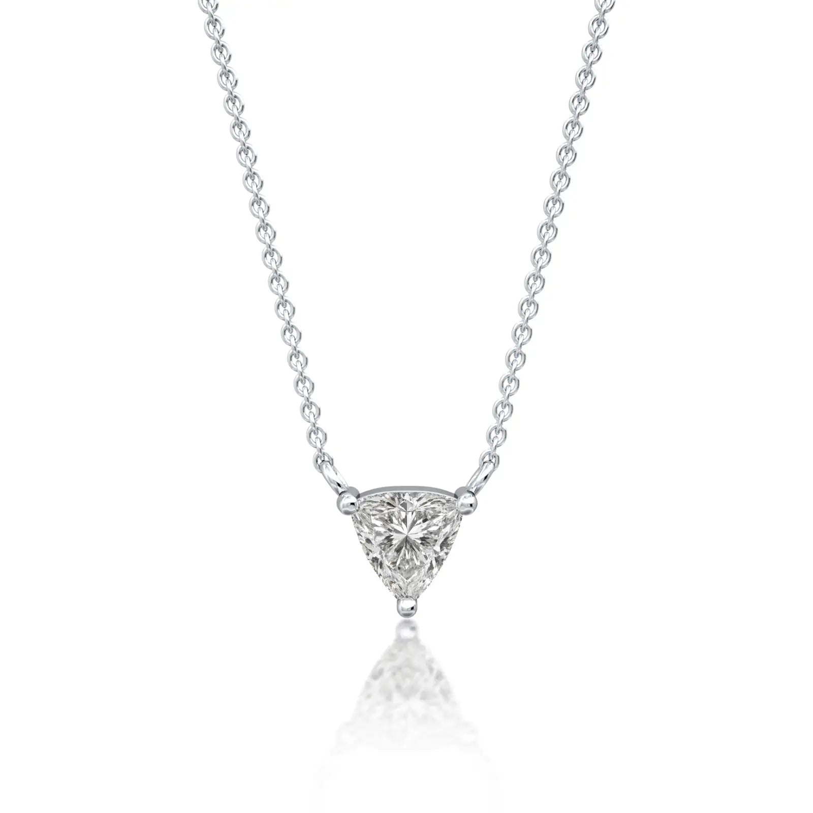 White gold classic trillion cut diamond necklace for office wear