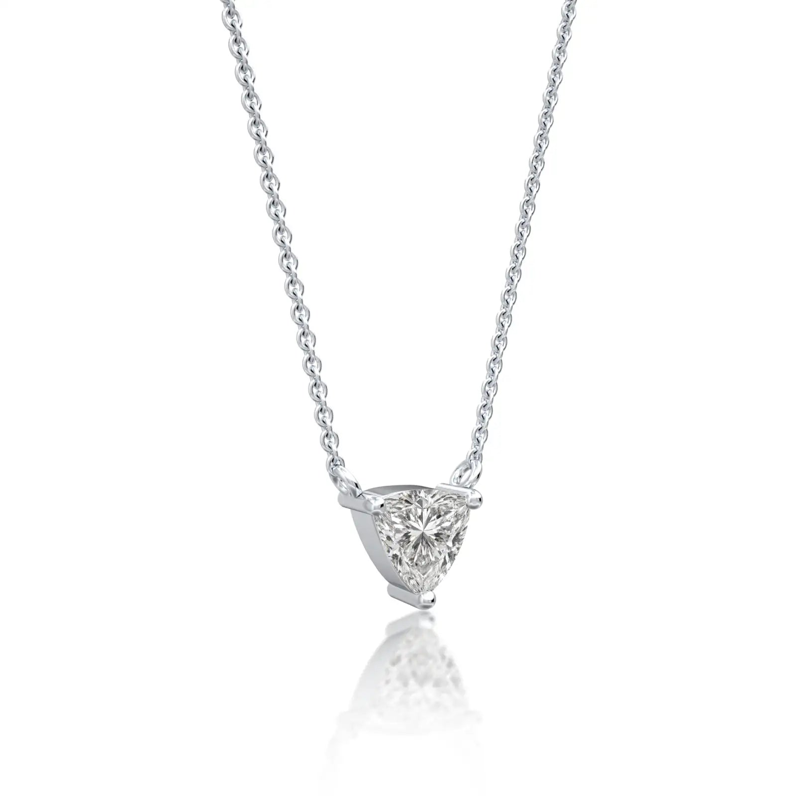 White gold classic trillion cut diamond necklace