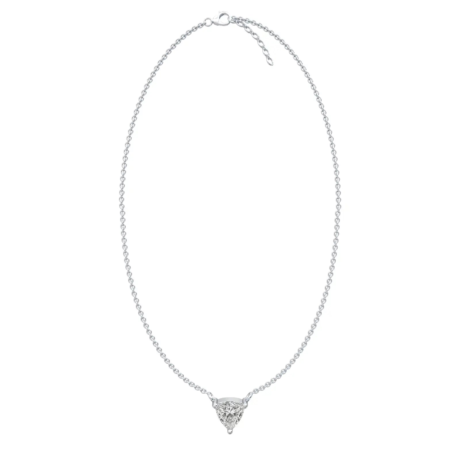Trendy white gold classic trillion cut diamond necklace 