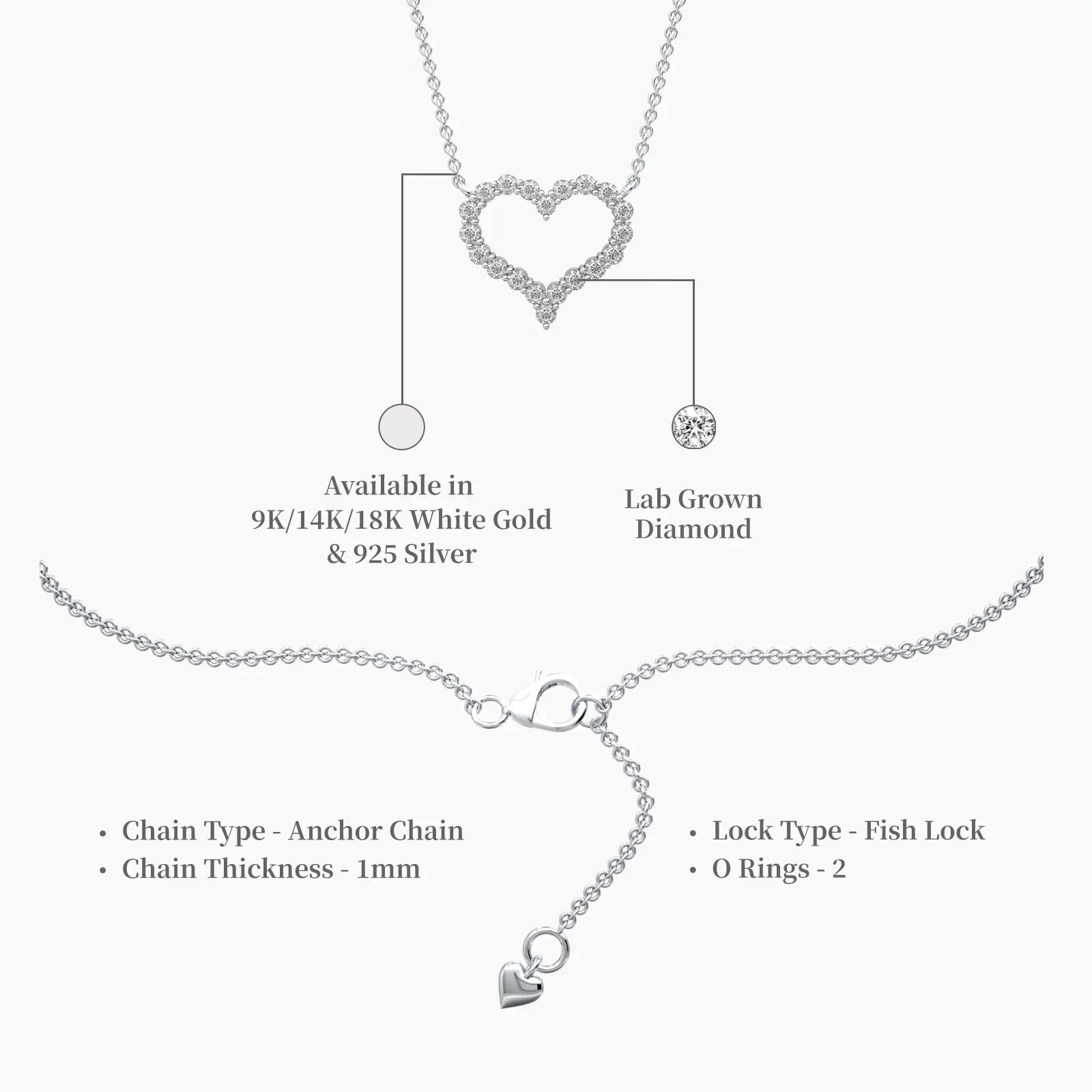 Descriptive image of open heart diamond necklace perfect gift for your loved ones