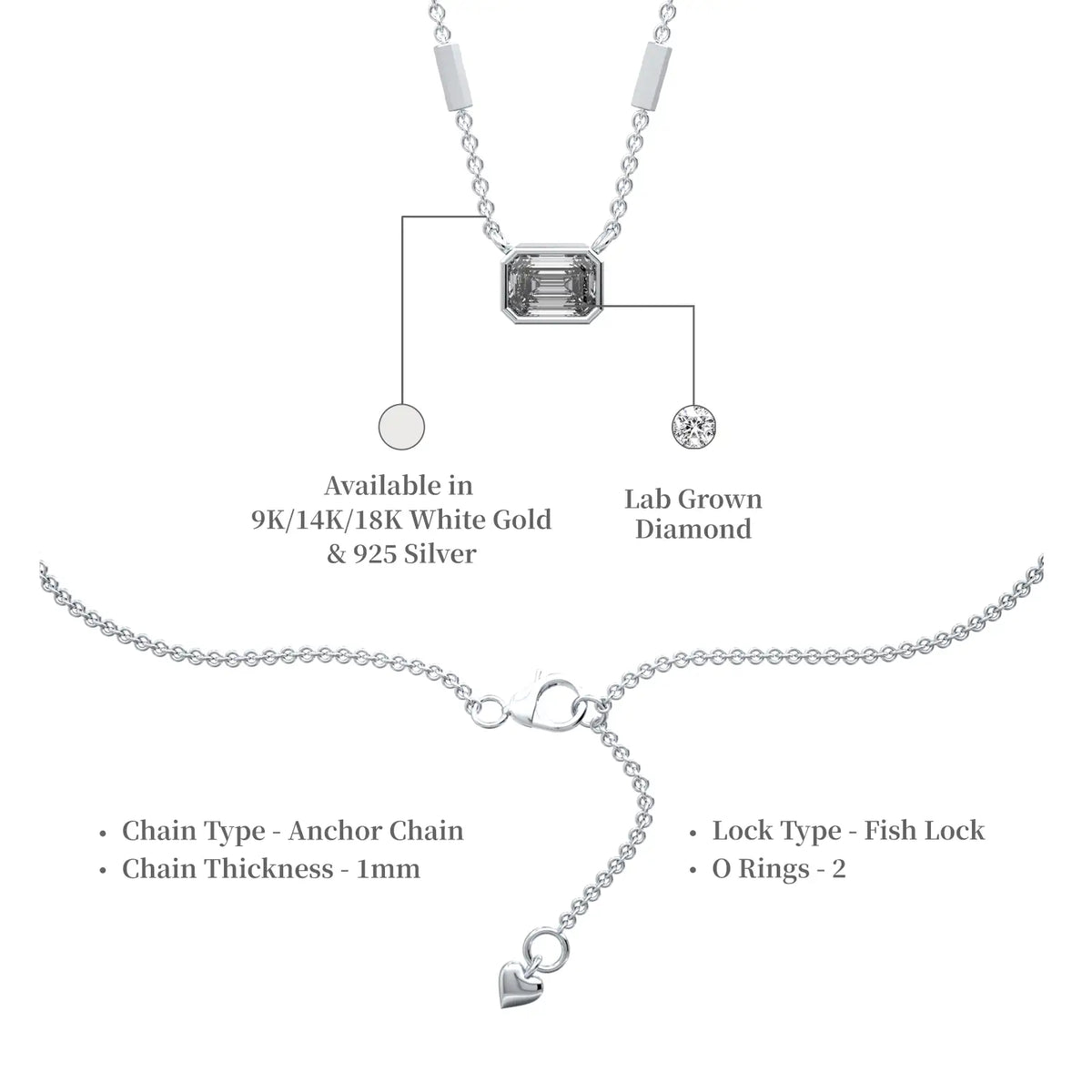 Descriptive image of girlish emerald diamond station necklace 