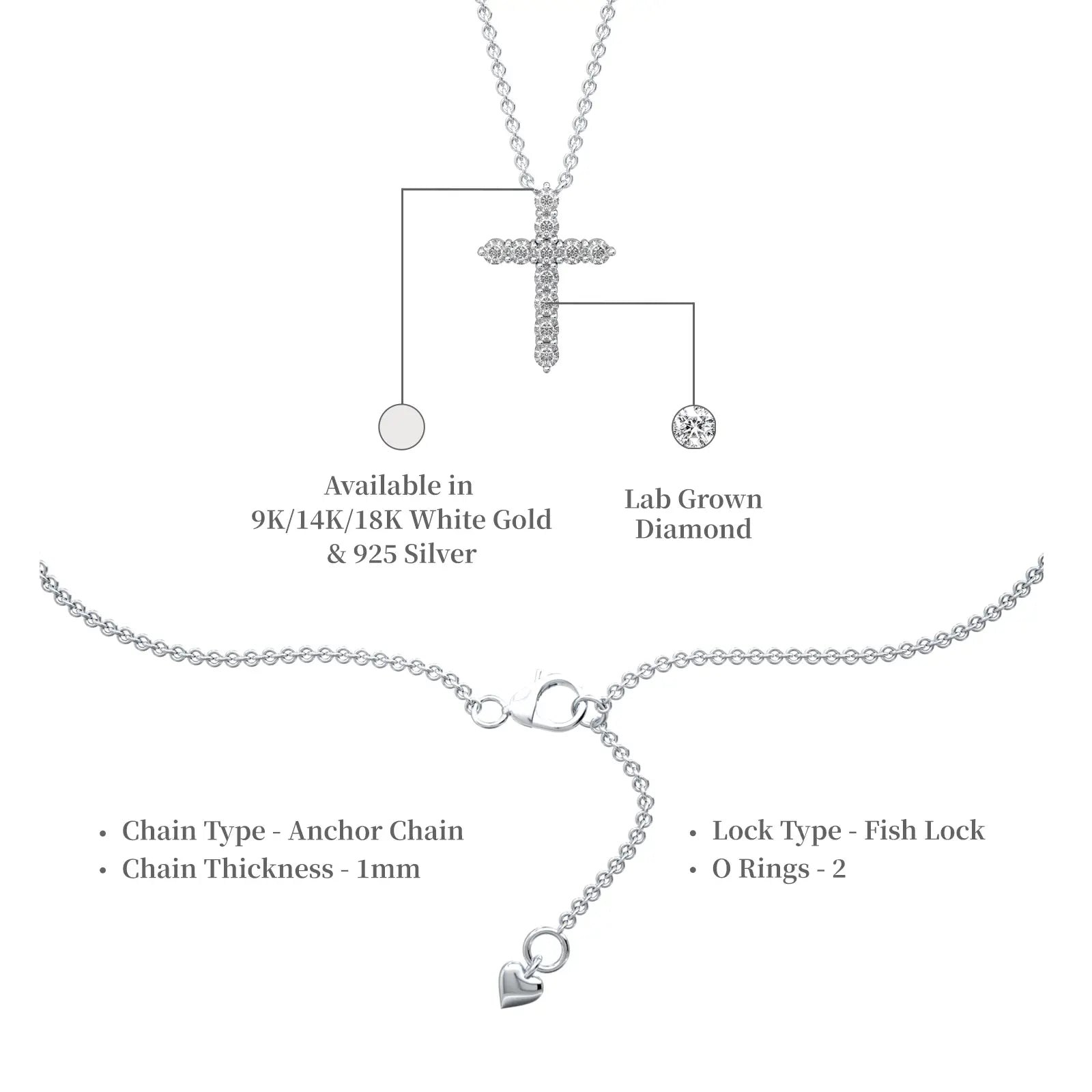 Descriptive image of elegant pavé diamond cross necklace