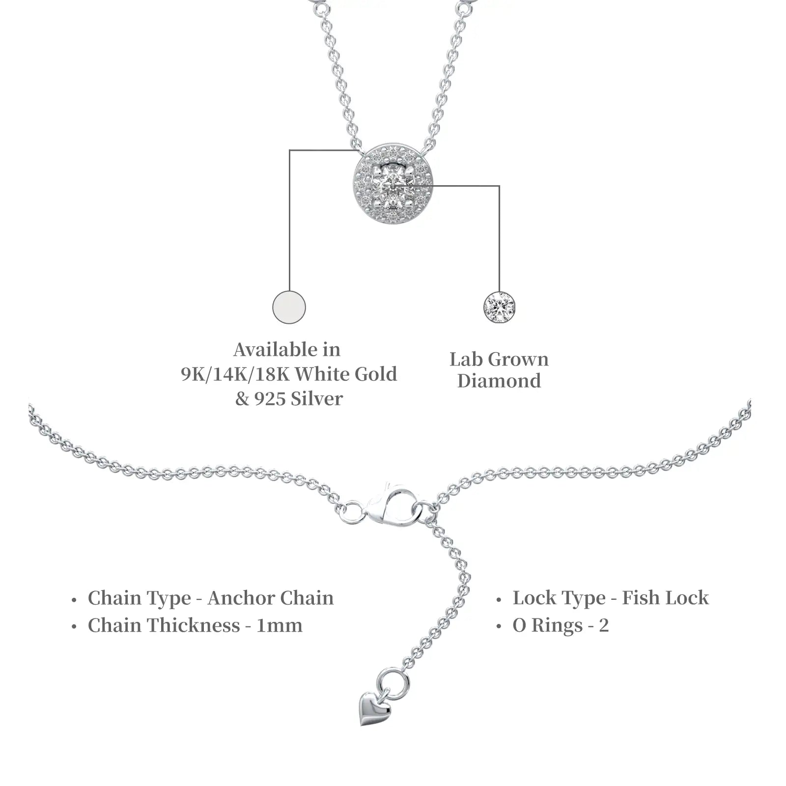 Descriptive image of celestia round diamond halo and bezel station necklace valentine gift 