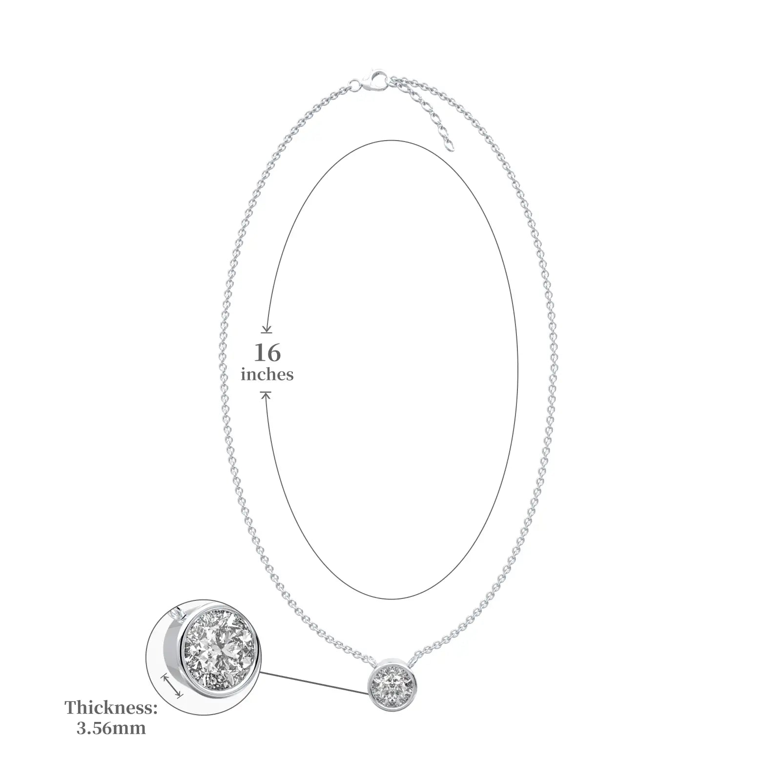 Dimension details of unique 0.50 Ct solitaire diamond pendant necklace 