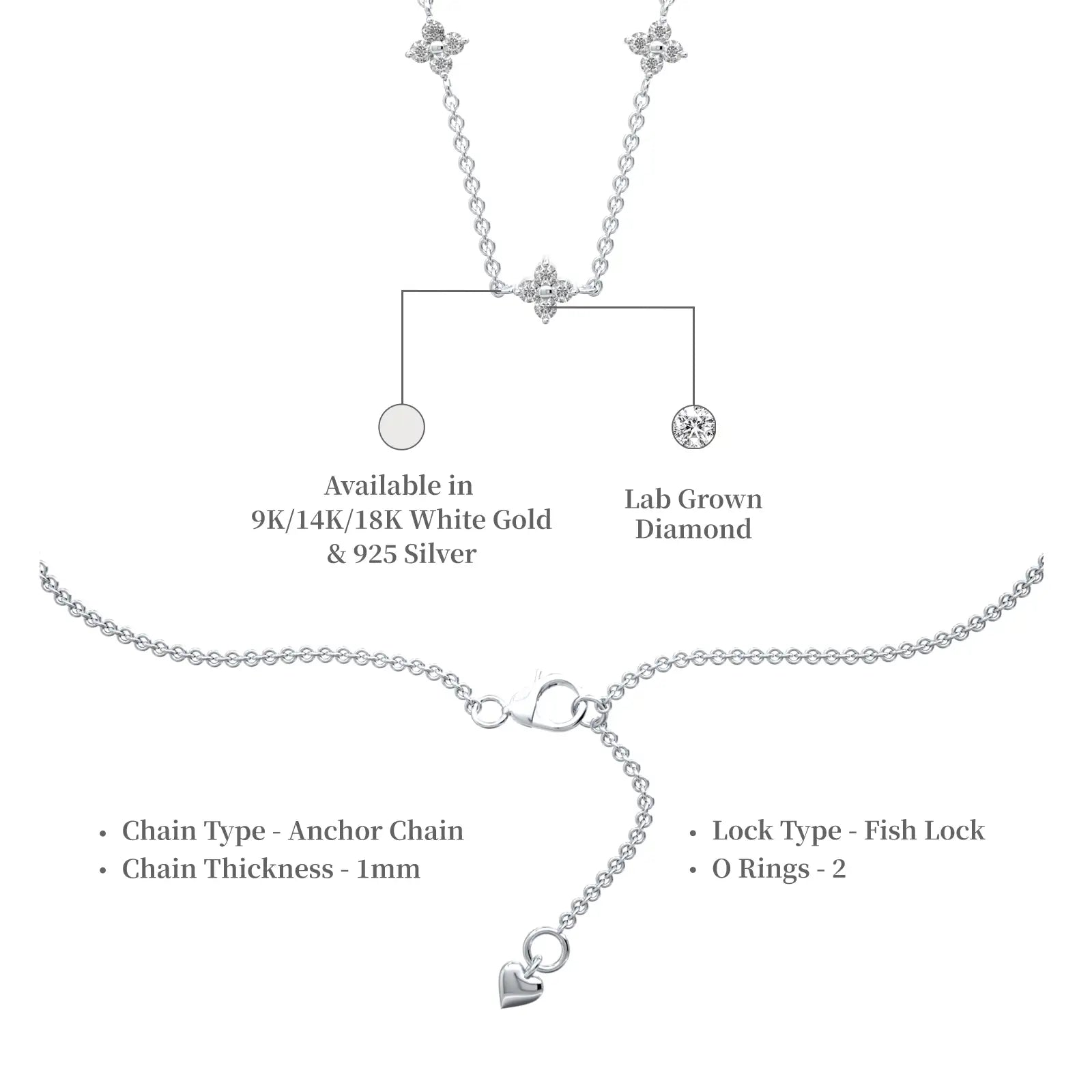 Descriptive image of minnesota floral diamond station necklace valentine gift 