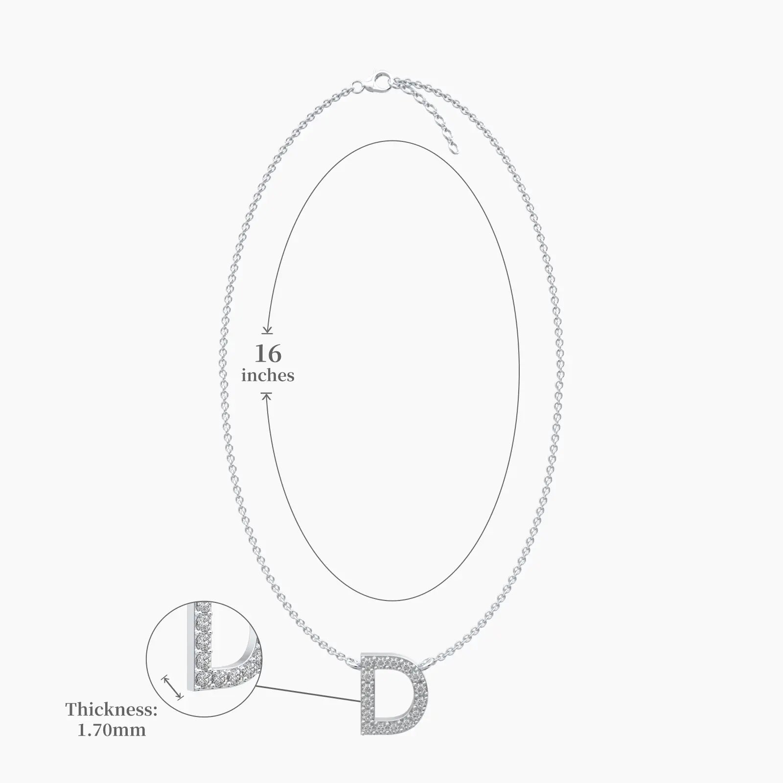 Dimension details trendy dainty d initial diamond necklace 