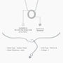 Descriptive image of dimension details of trending o alphabet diamond necklace