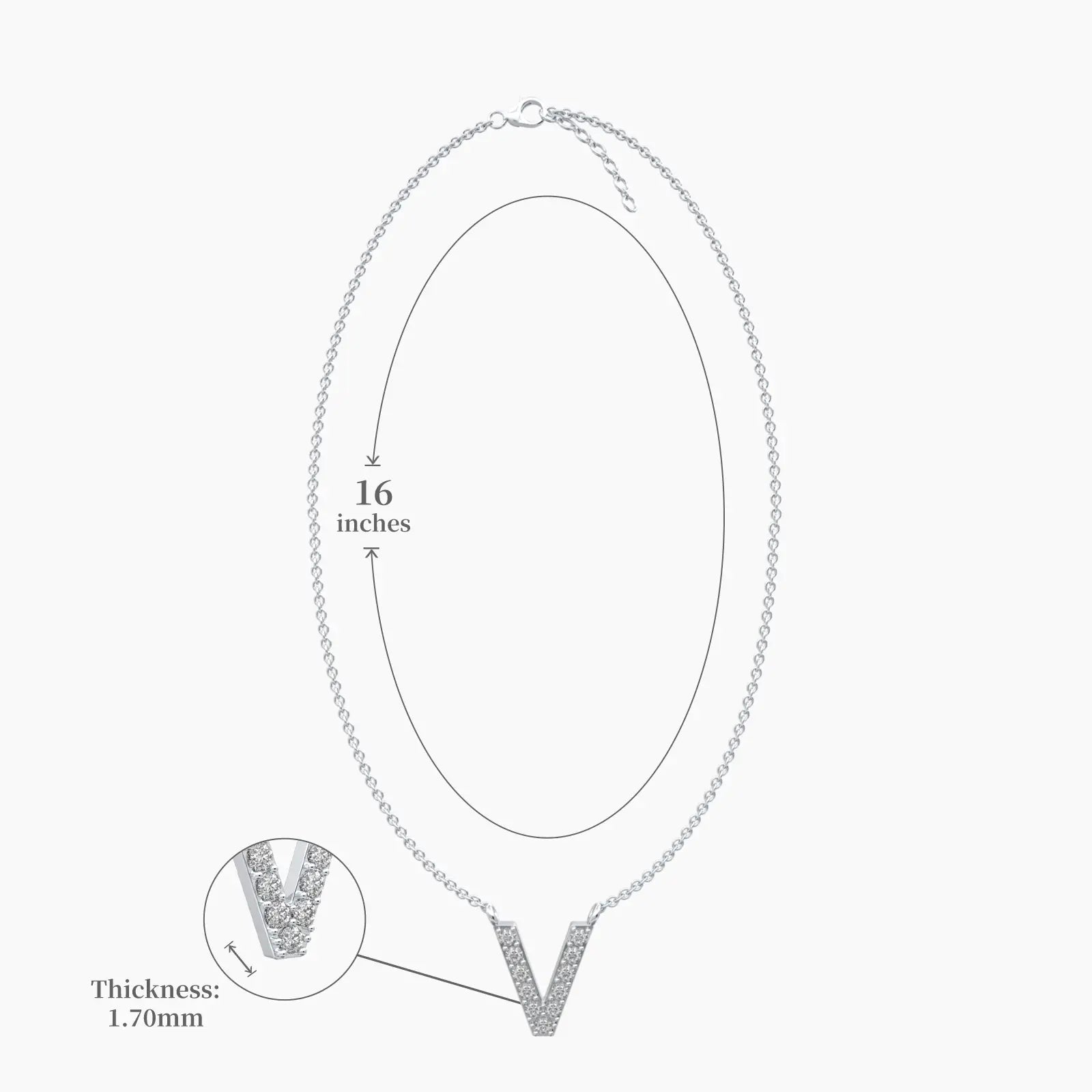 Elegant vivid v diamond initial pendant necklace scale image