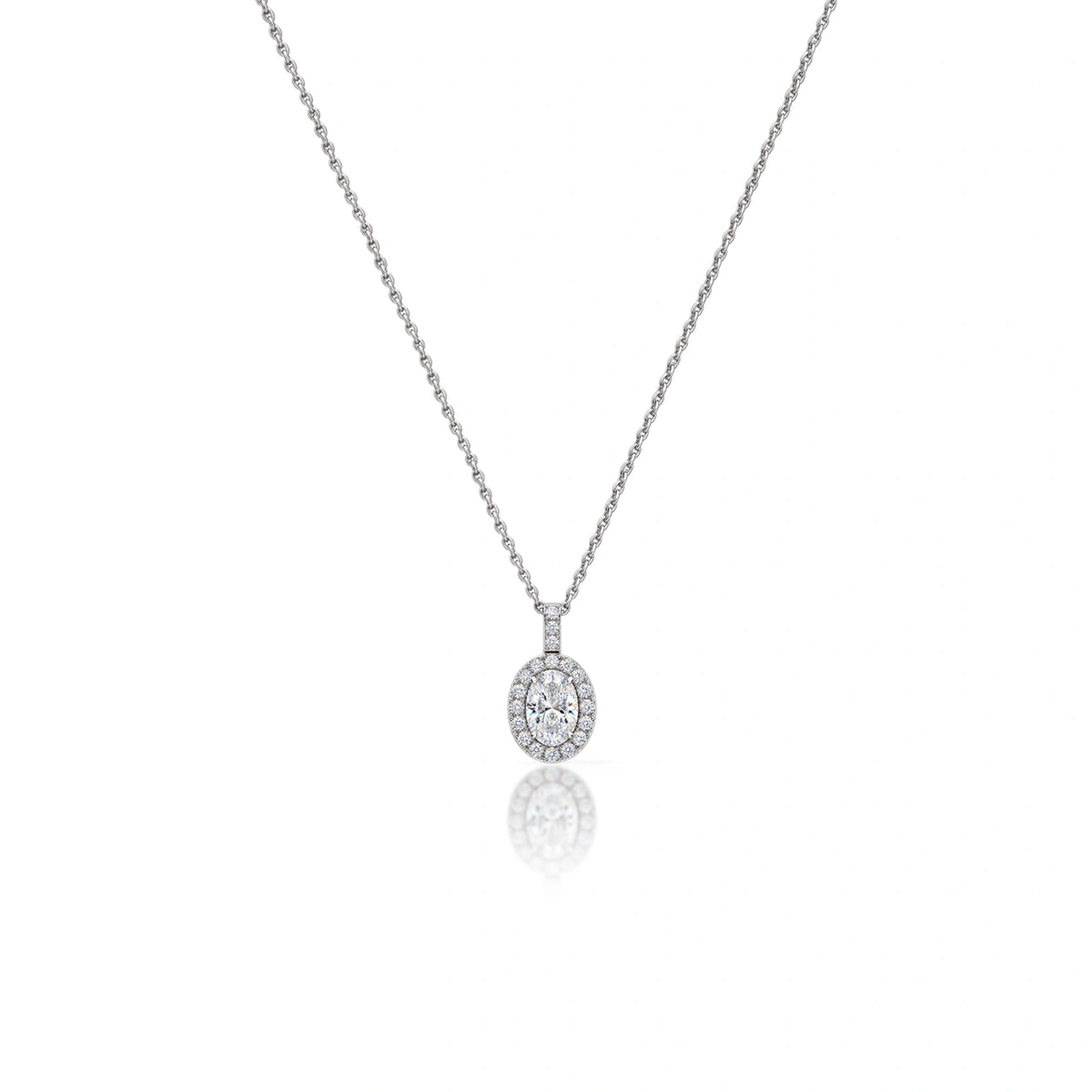 0.5 Ct Oval Diamond Halo Pendant by Fortune Jewellery 