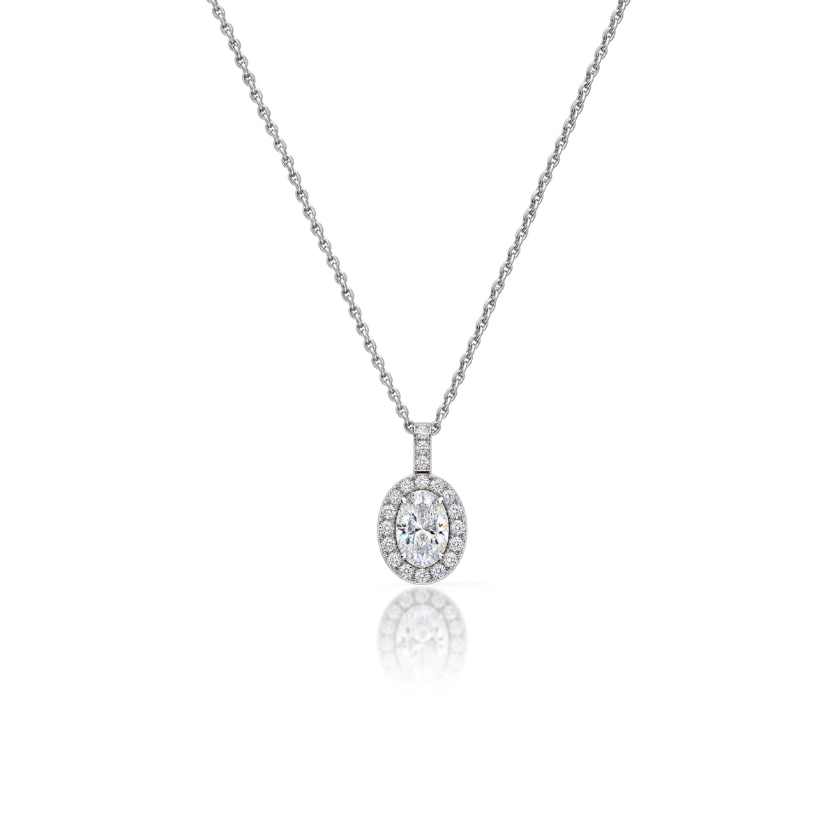 1 Ct Oval Diamond Halo Pendant by Fortune Jewellery 