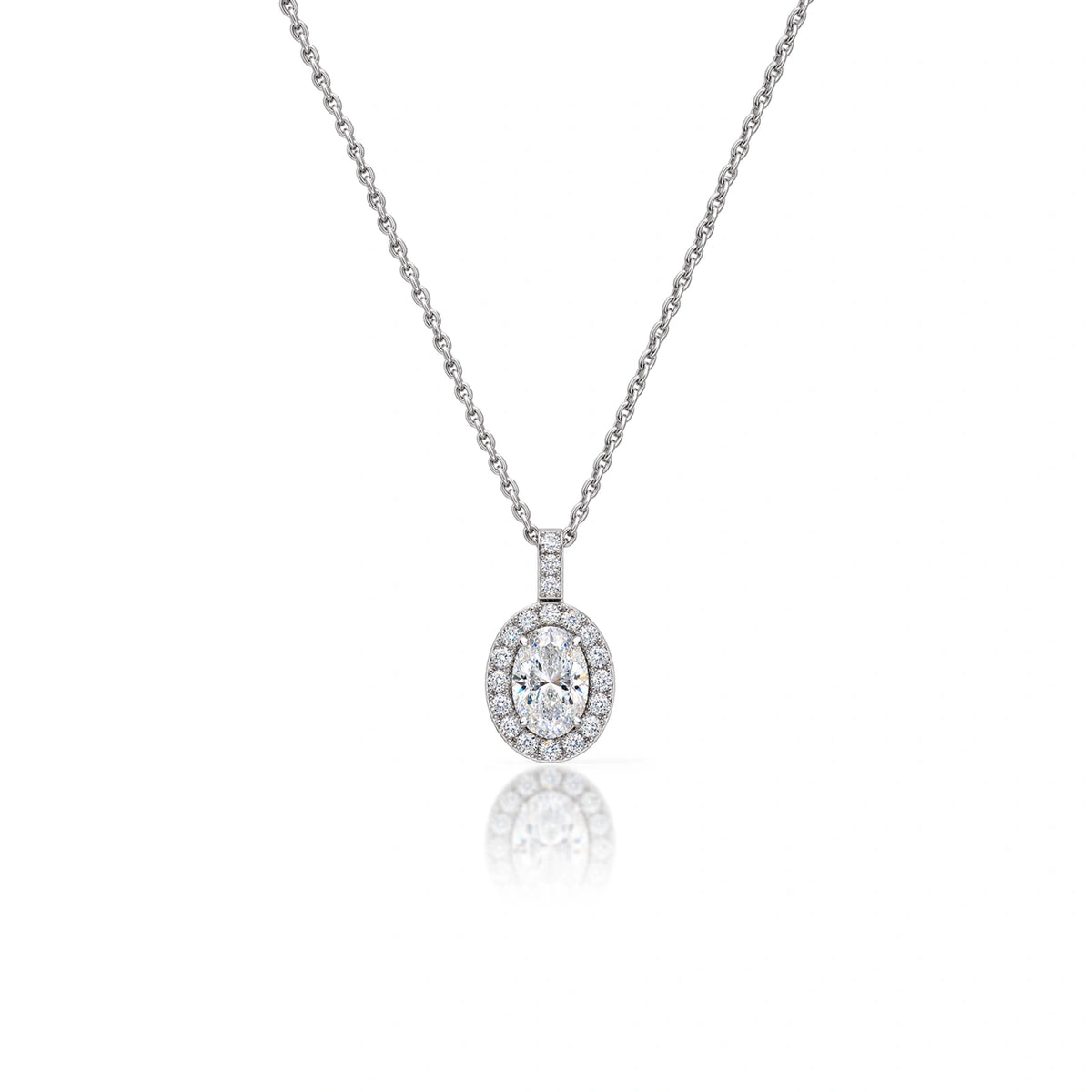 2 Ct Oval Diamond Halo Pendant by Fortune Jewellery 