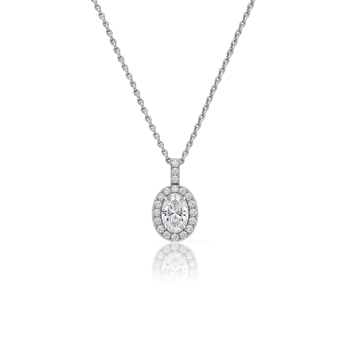 3 Ct Oval Diamond Halo Pendant by Fortune Jewellery 
